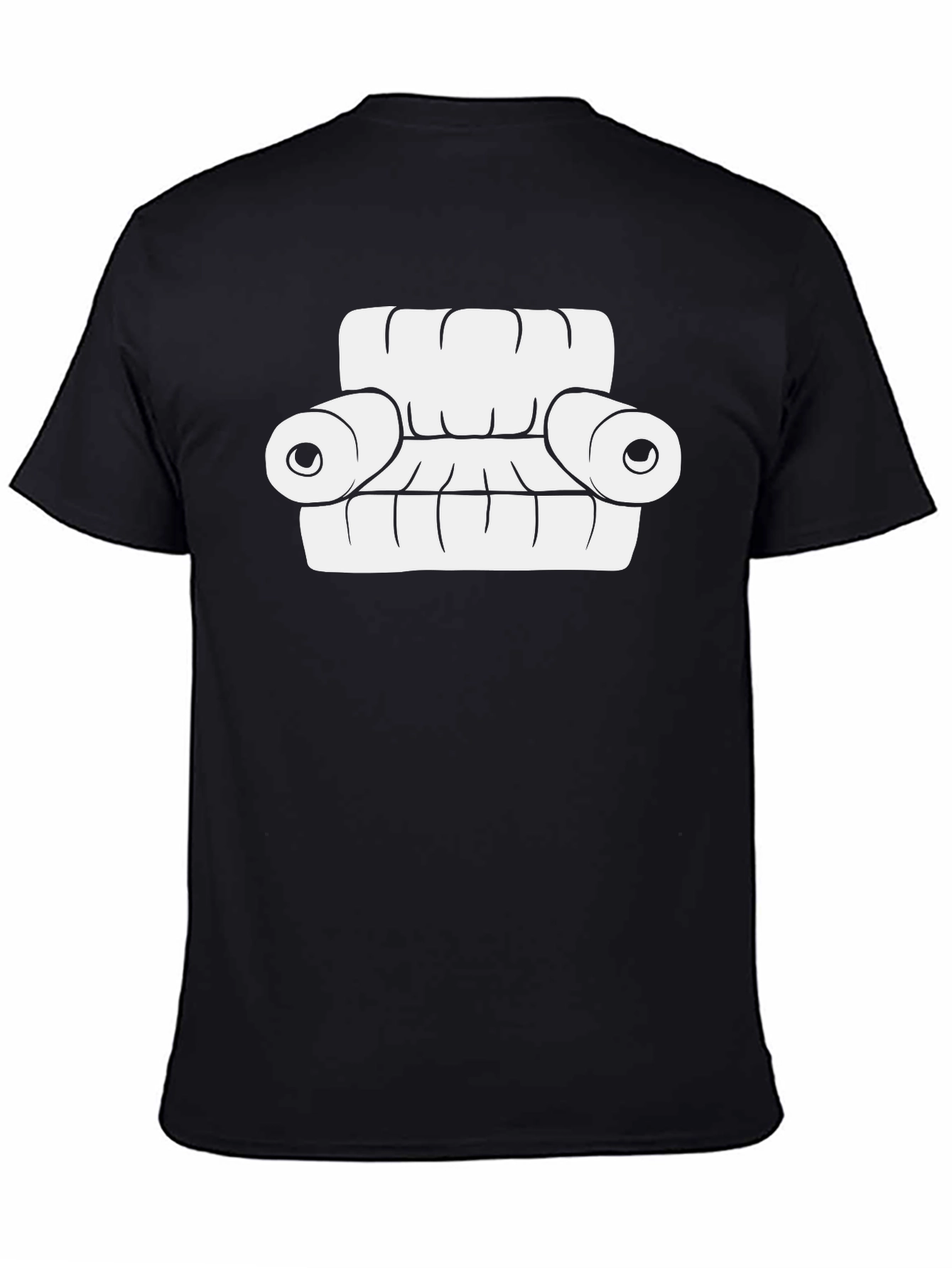 Cartoon Couch Graphic Tee - Comfortable Black T-Shirt