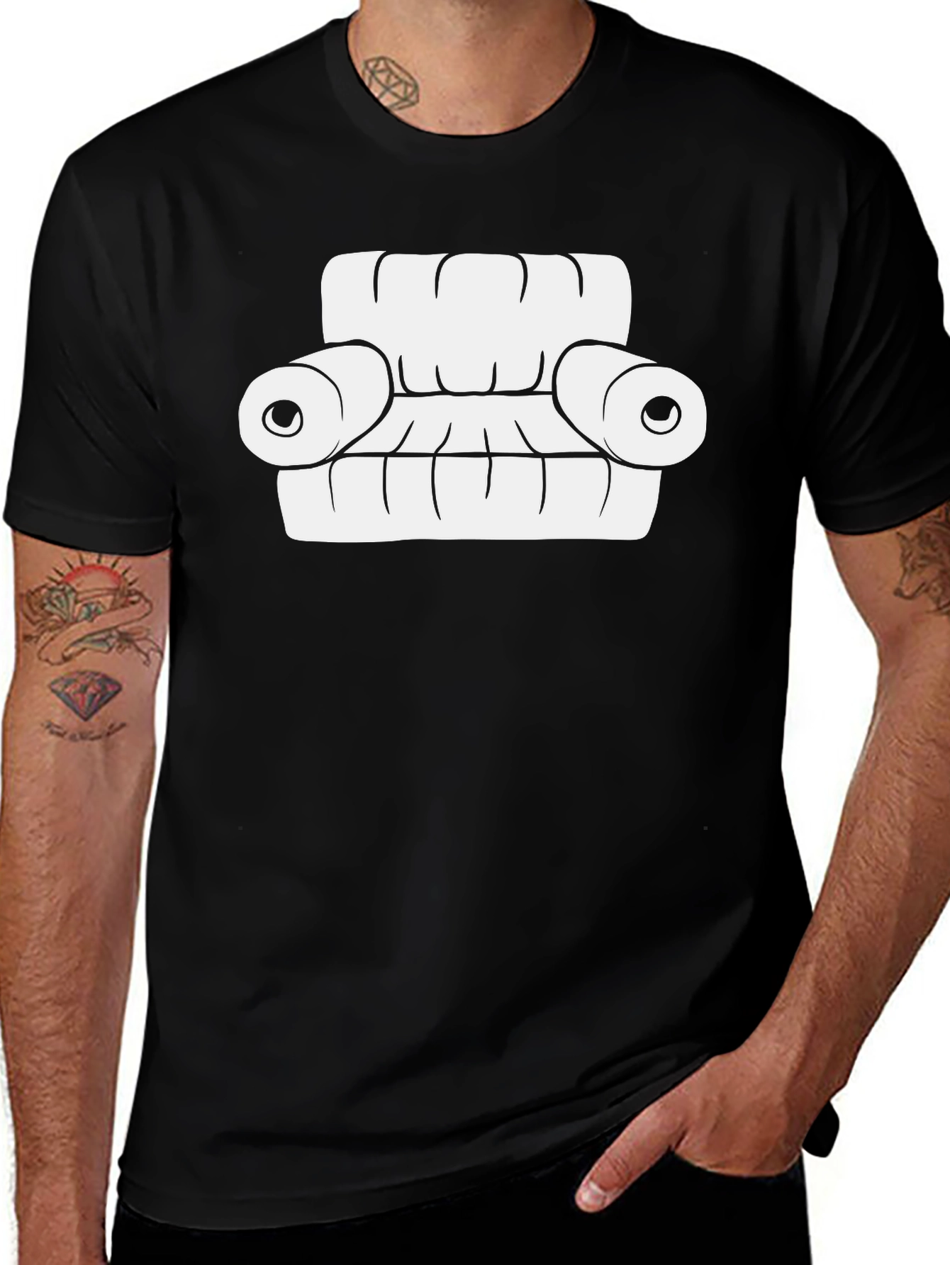 Cartoon Couch Graphic Tee - Comfortable Black T-Shirt