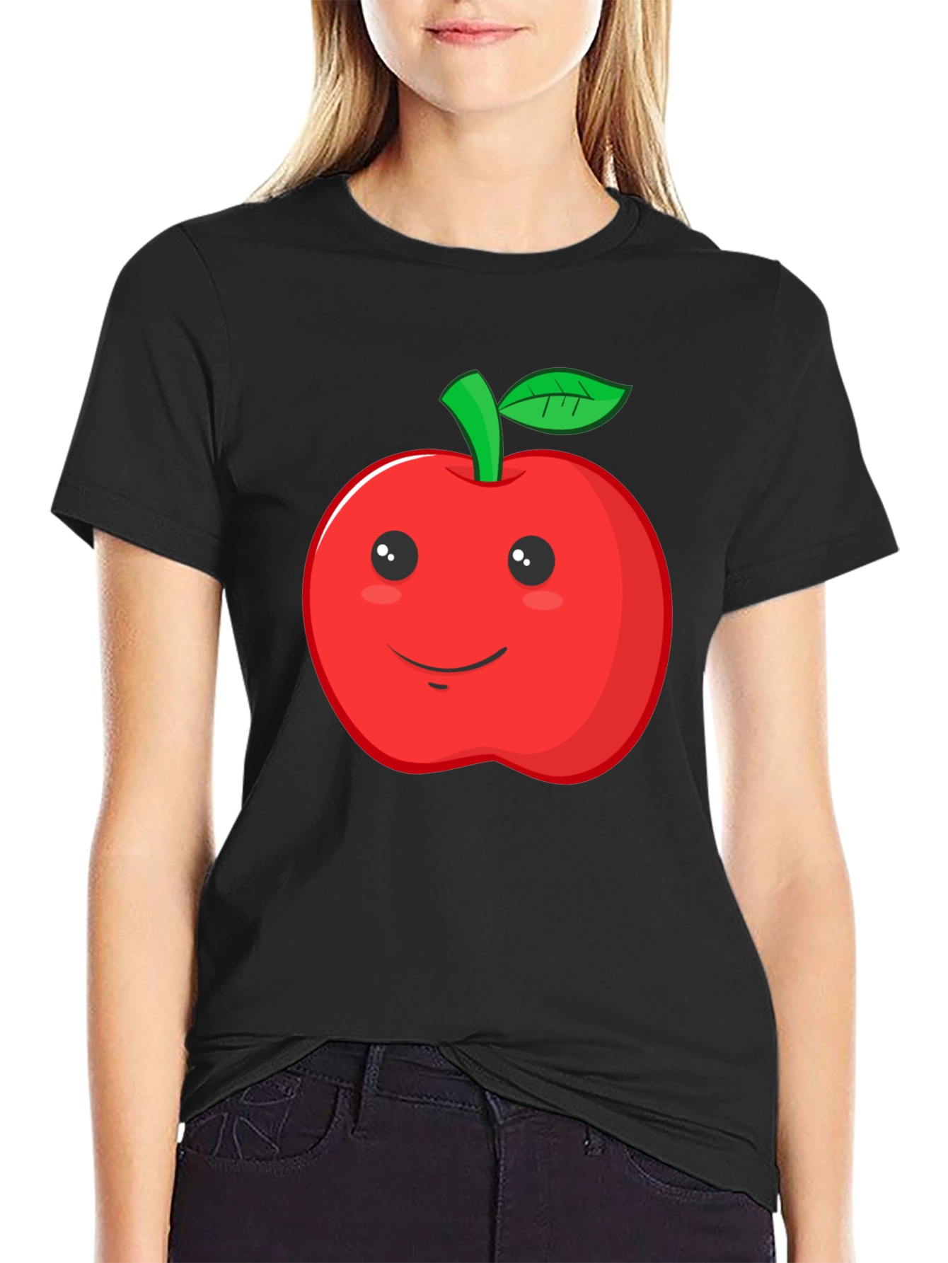 Apple Graphic Black T-Shirt - Mens Crew Neck
