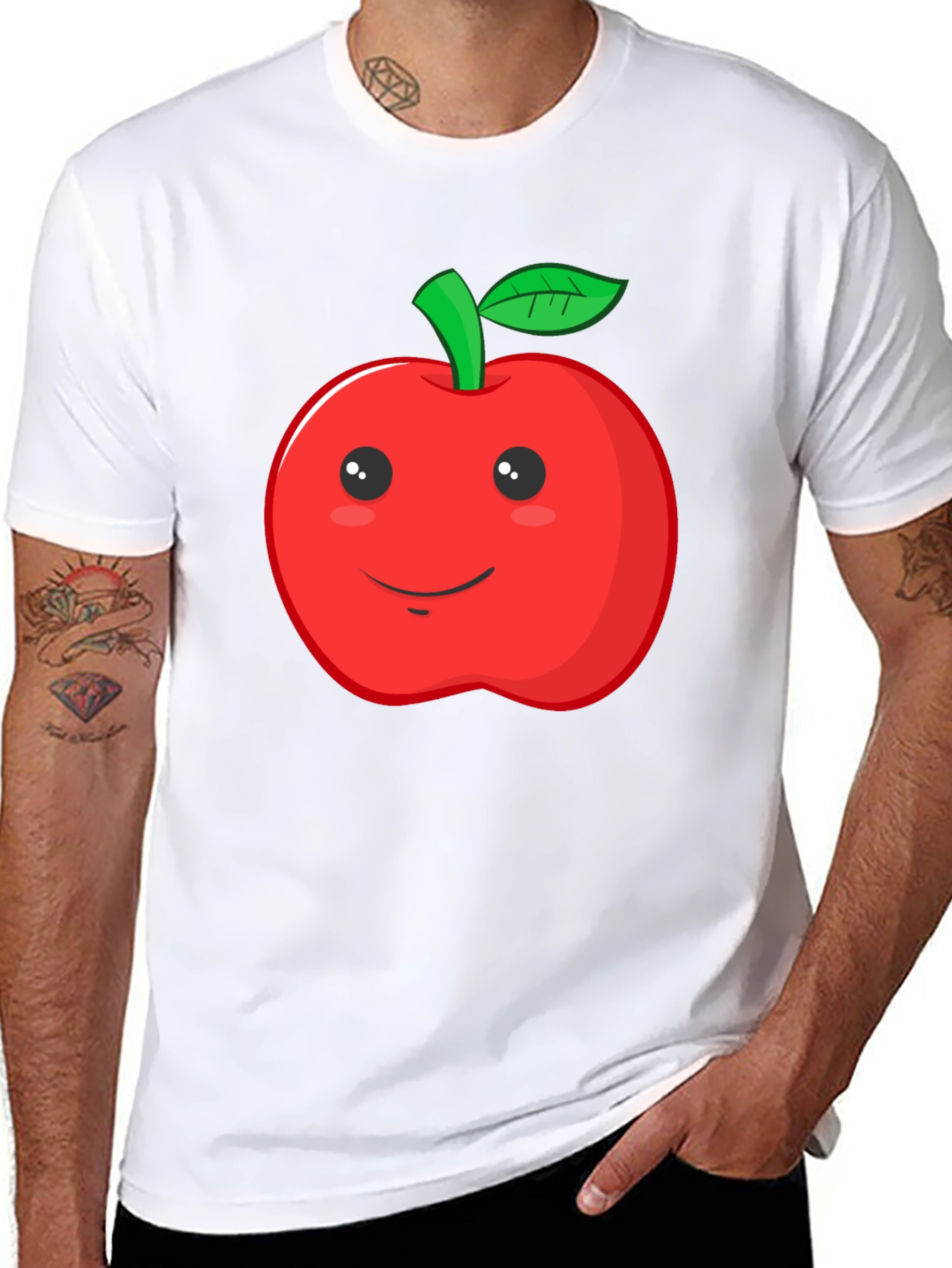 Apple Graphic Black T-Shirt - Mens Crew Neck