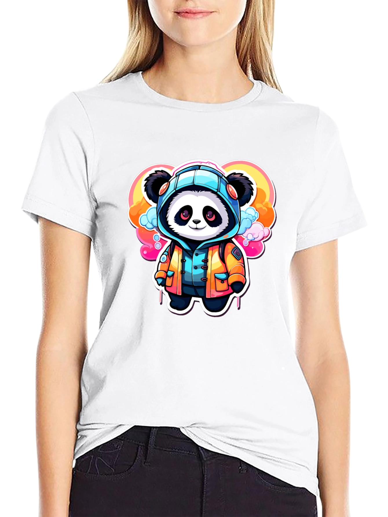 Cool Panda Cartoon Graphic T-Shirt