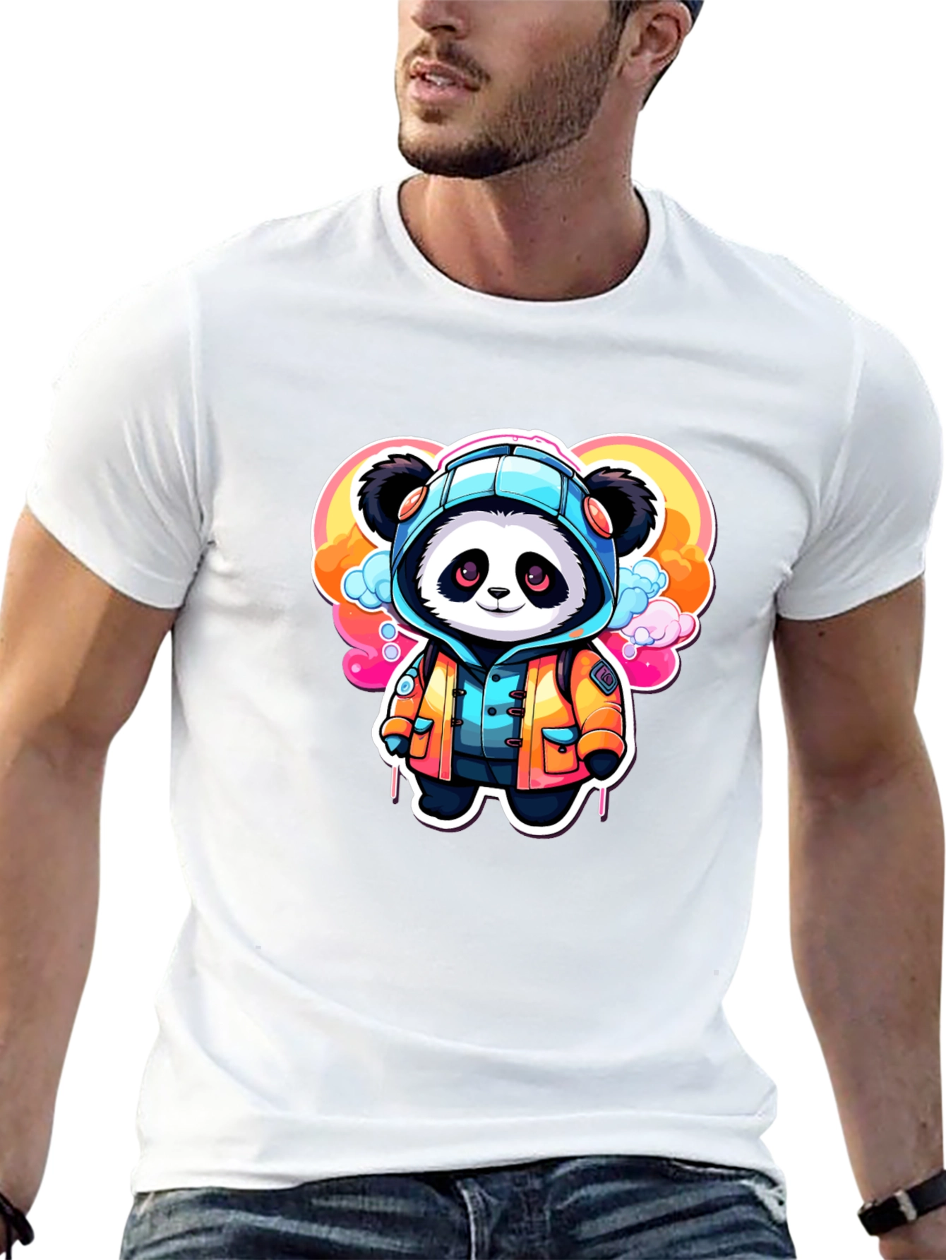 Cool Panda Cartoon Graphic T-Shirt