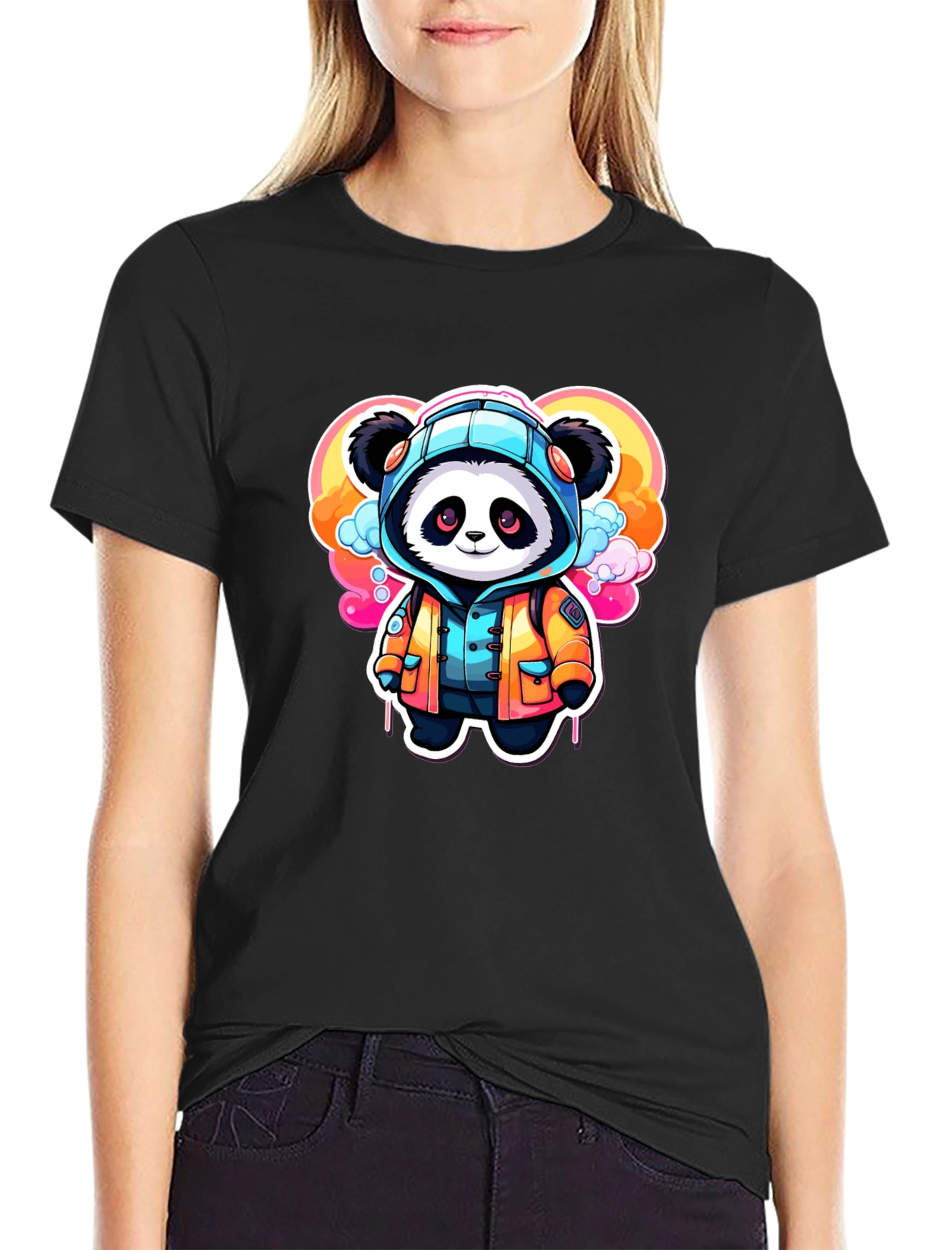 Cool Panda Cartoon Graphic T-Shirt
