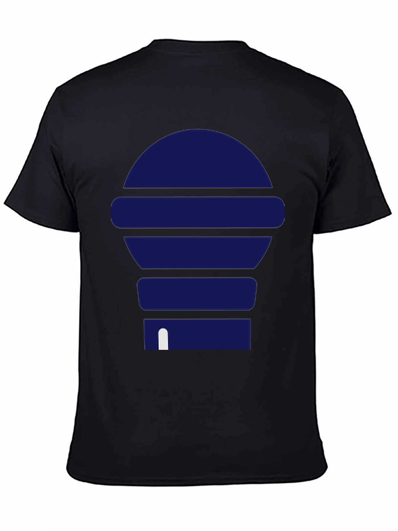 Modern Blue Graphic Print Black T-Shirt