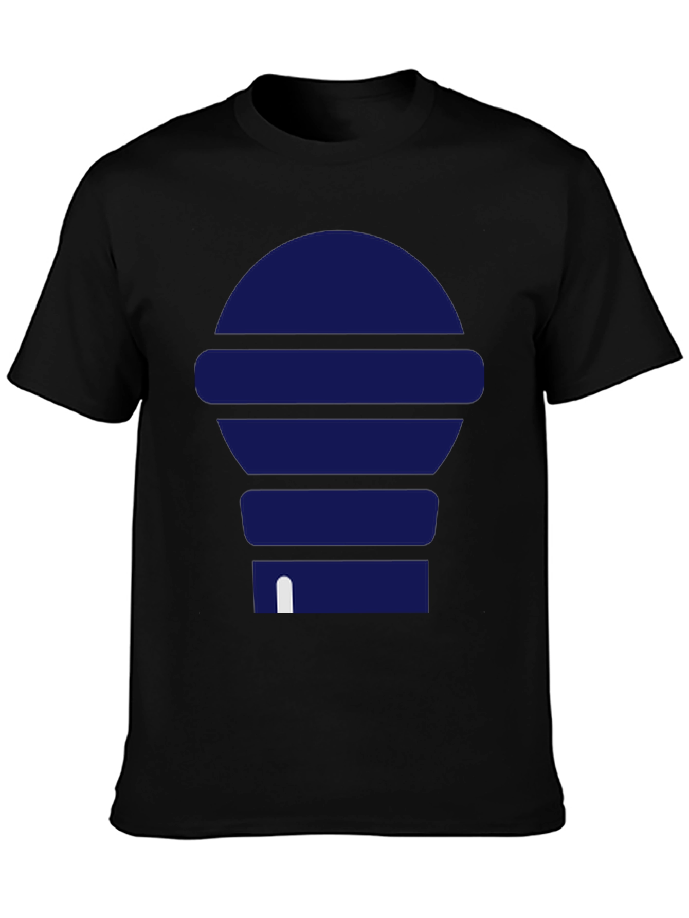 Modern Blue Graphic Print Black T-Shirt