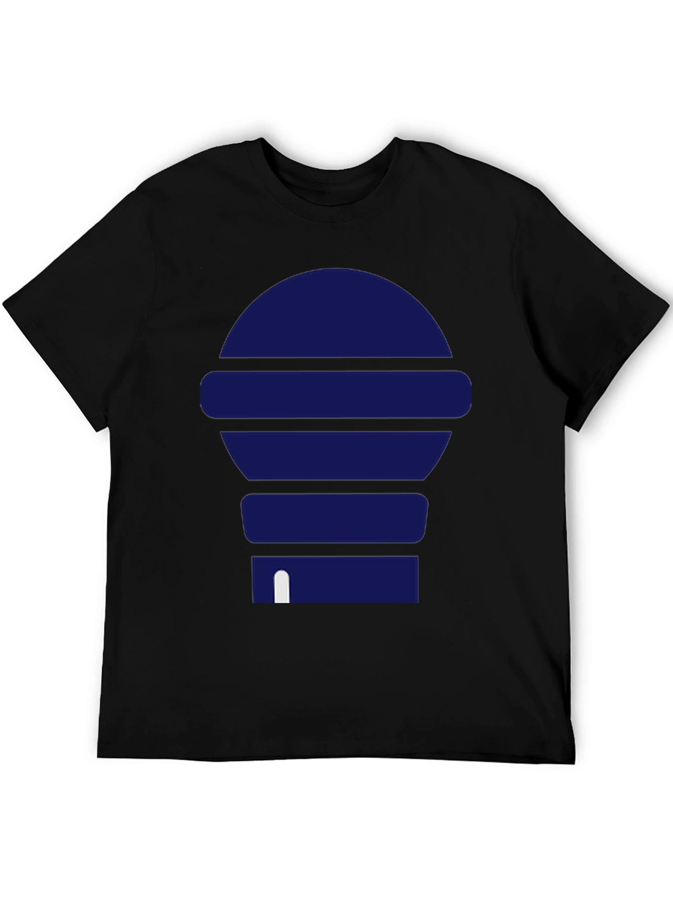 Modern Blue Graphic Print Black T-Shirt
