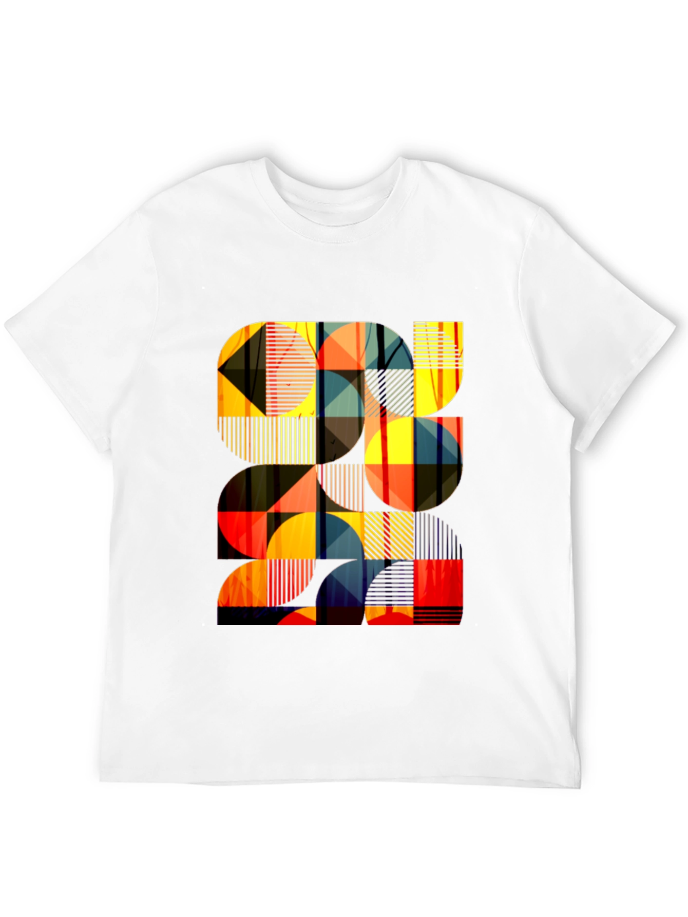 Modern Geometric Pattern Black T-Shirt