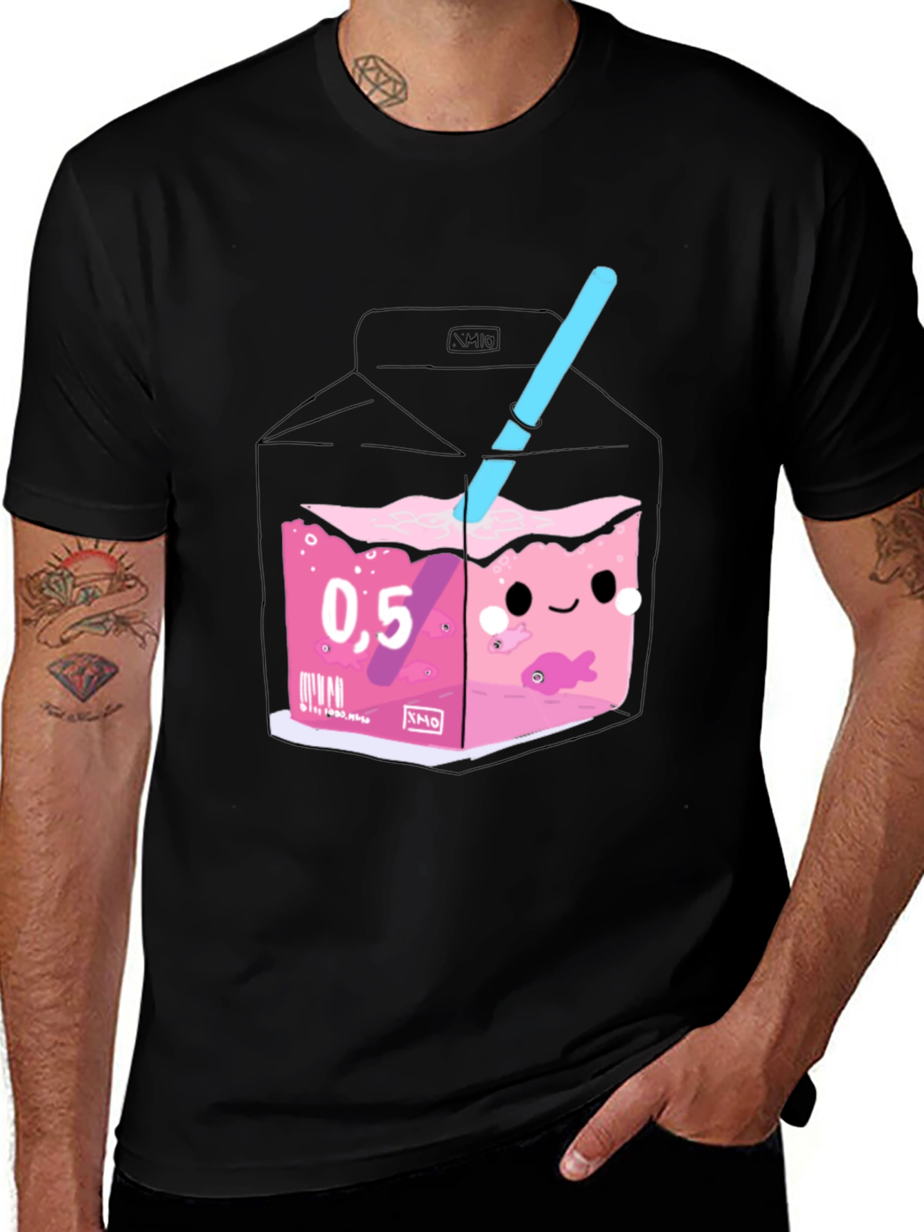 Kawaii Pink Drink Box Graphic Tee