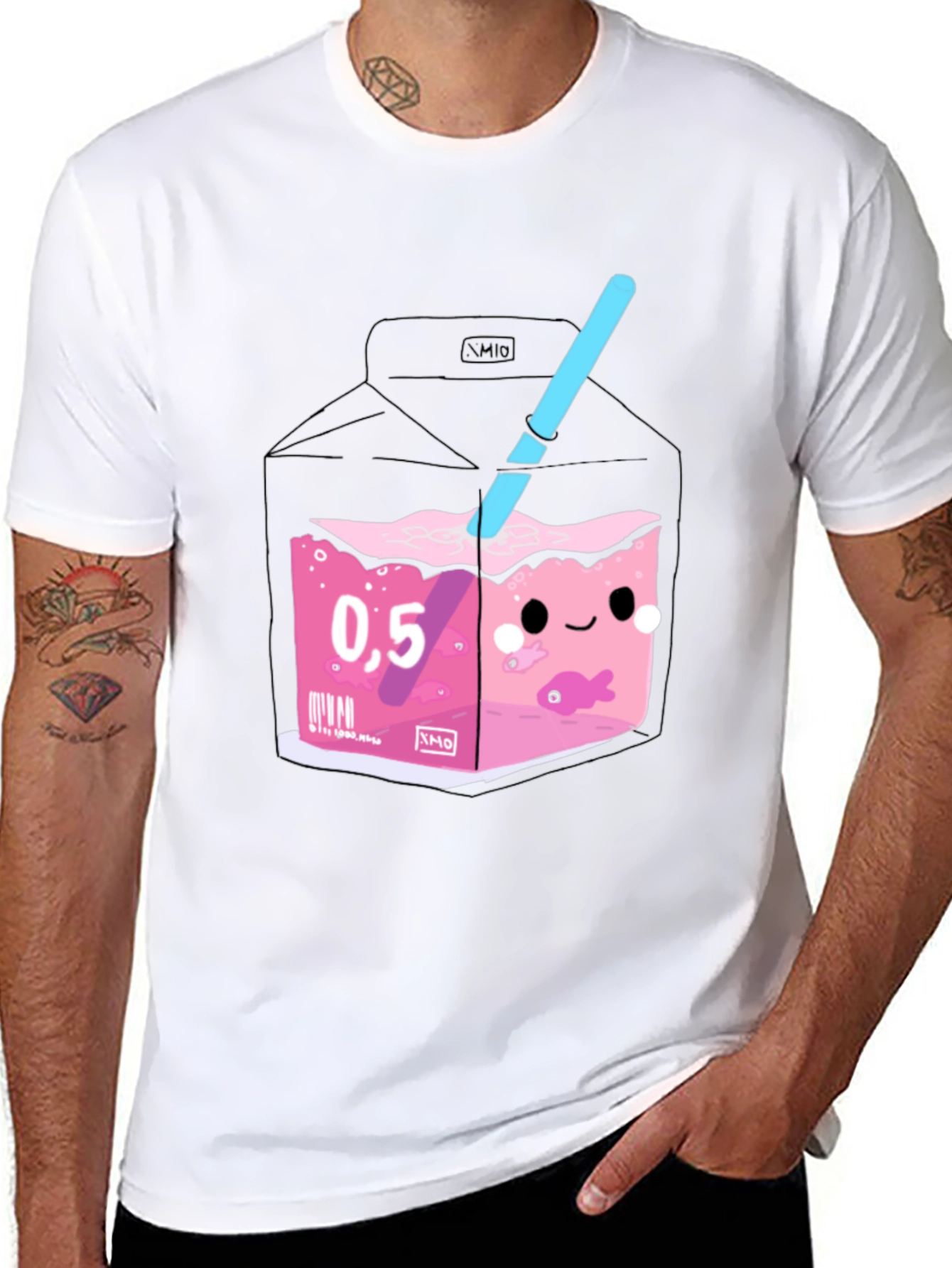 Kawaii Pink Drink Box Graphic Tee