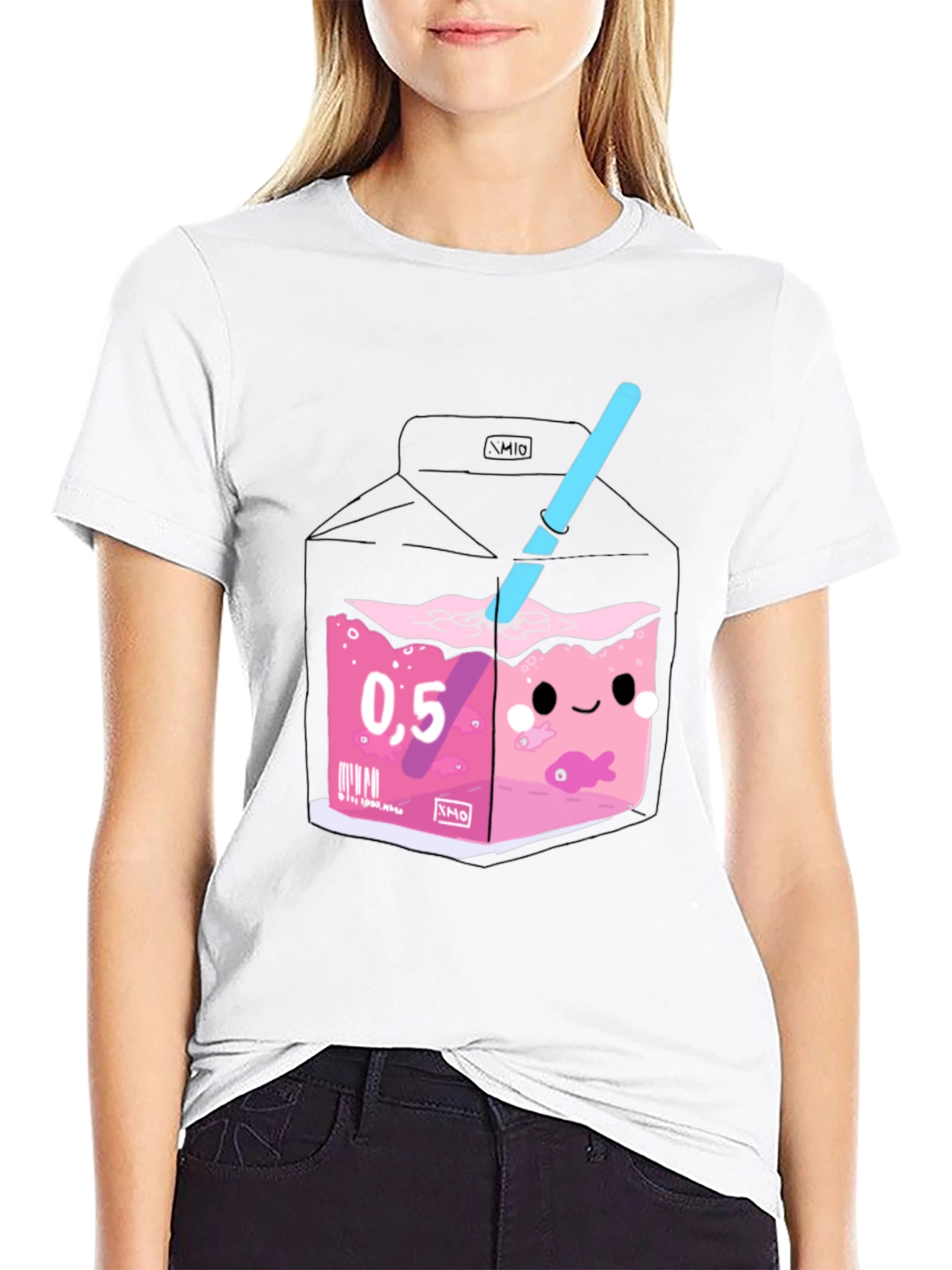 Kawaii Pink Drink Box Graphic Tee