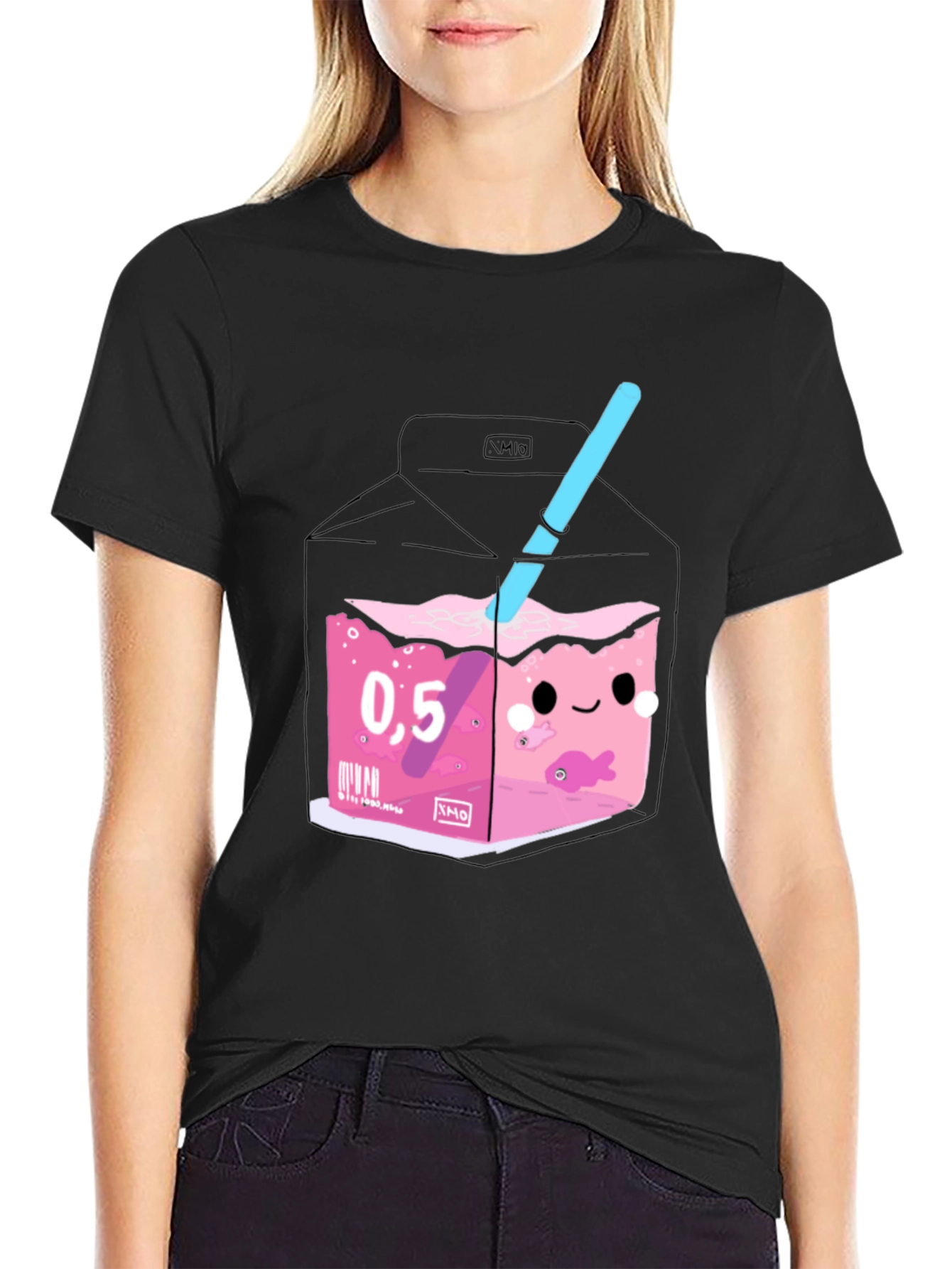 Kawaii Pink Drink Box Graphic Tee
