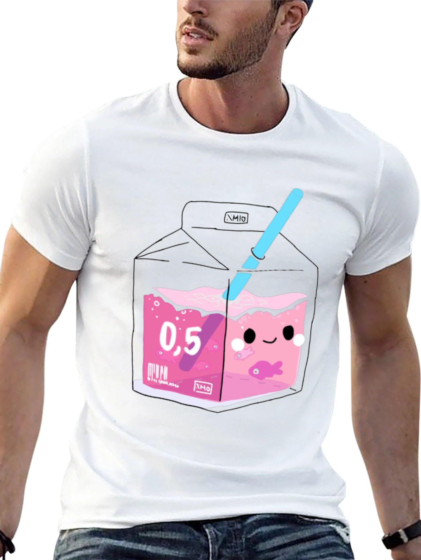 Kawaii Pink Drink Box Graphic Tee