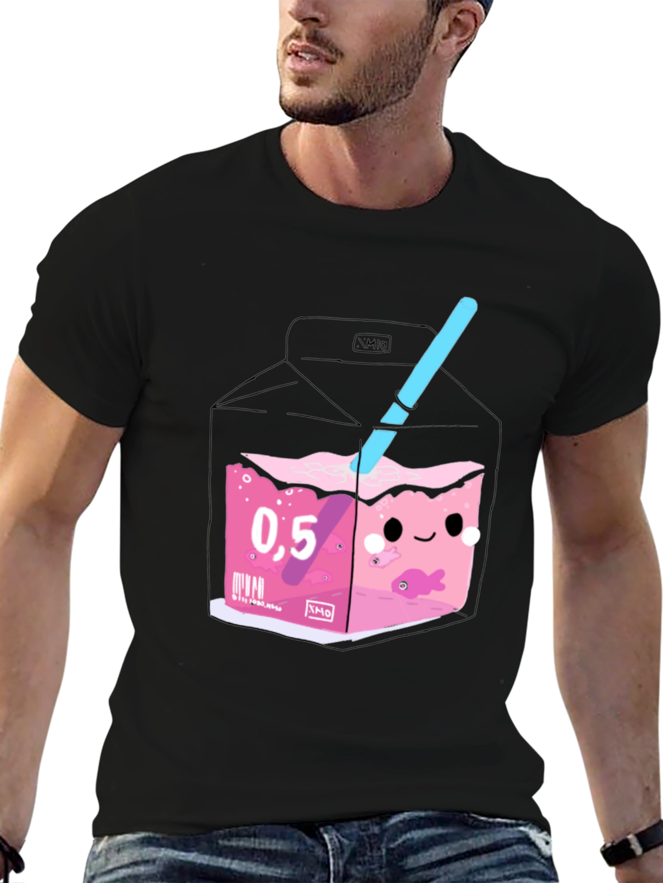 Kawaii Pink Drink Box Graphic Tee