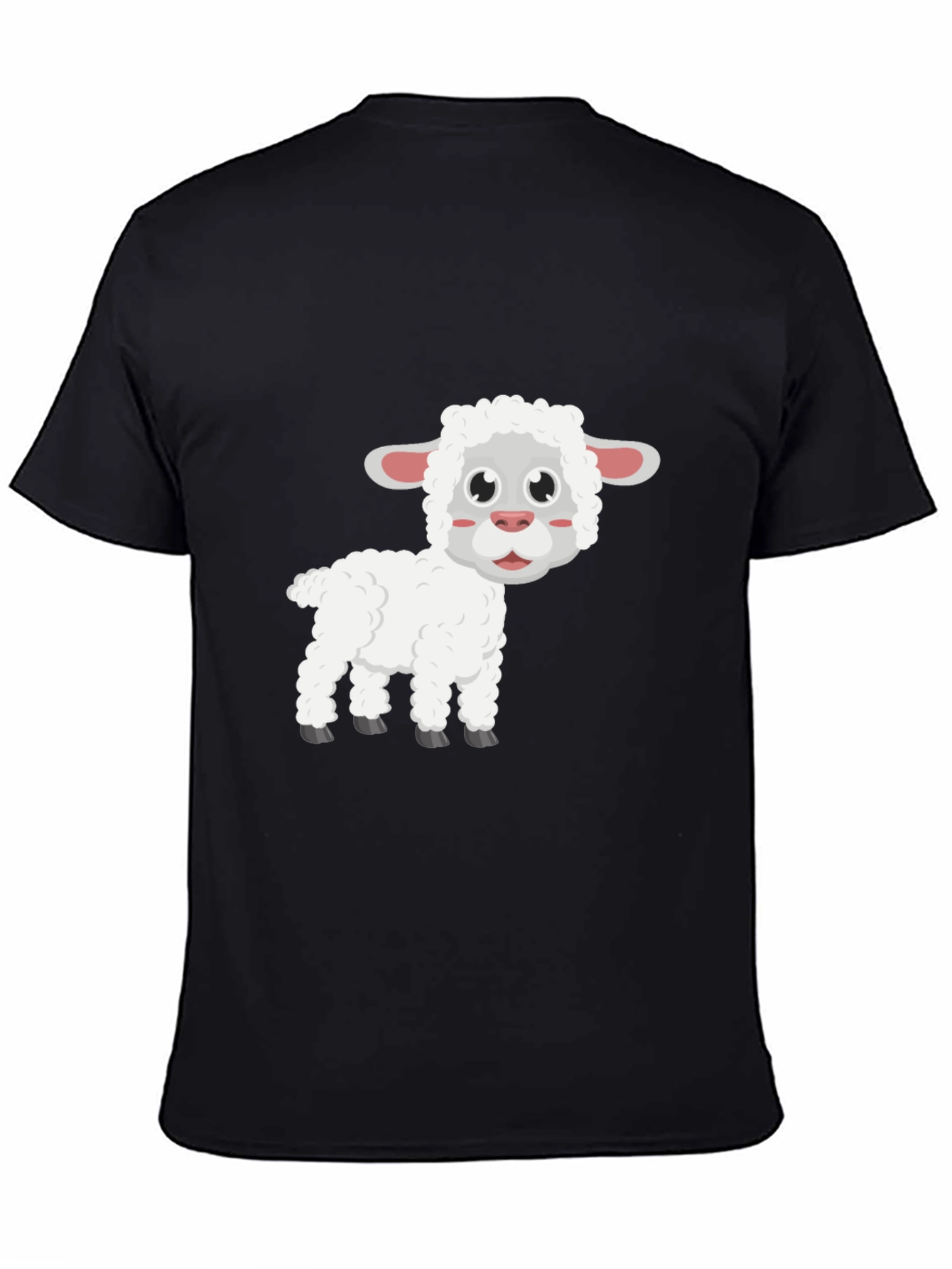 Cute Sheep Graphic T-Shirt - Black Cotton Blend