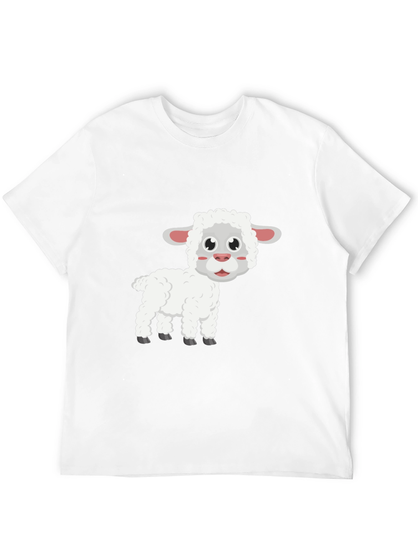 Cute Sheep Graphic T-Shirt - Black Cotton Blend