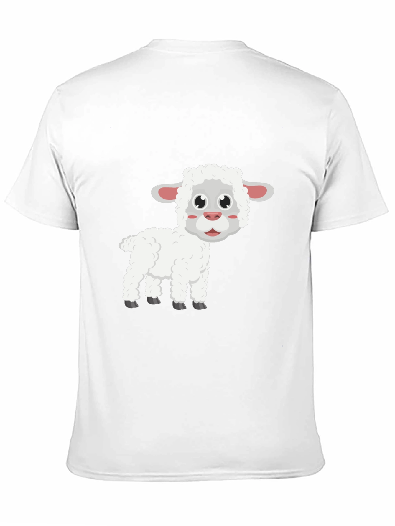 Cute Sheep Graphic T-Shirt - Black Cotton Blend