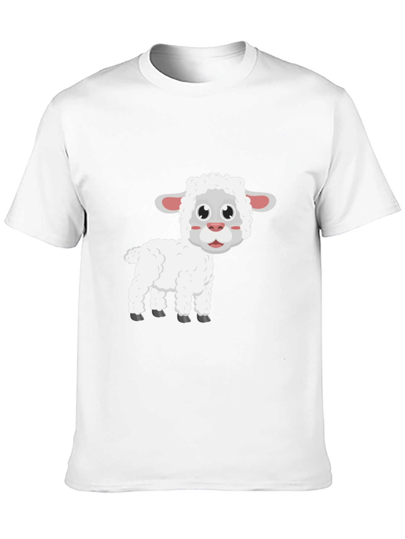 Cute Sheep Graphic T-Shirt - Black Cotton Blend