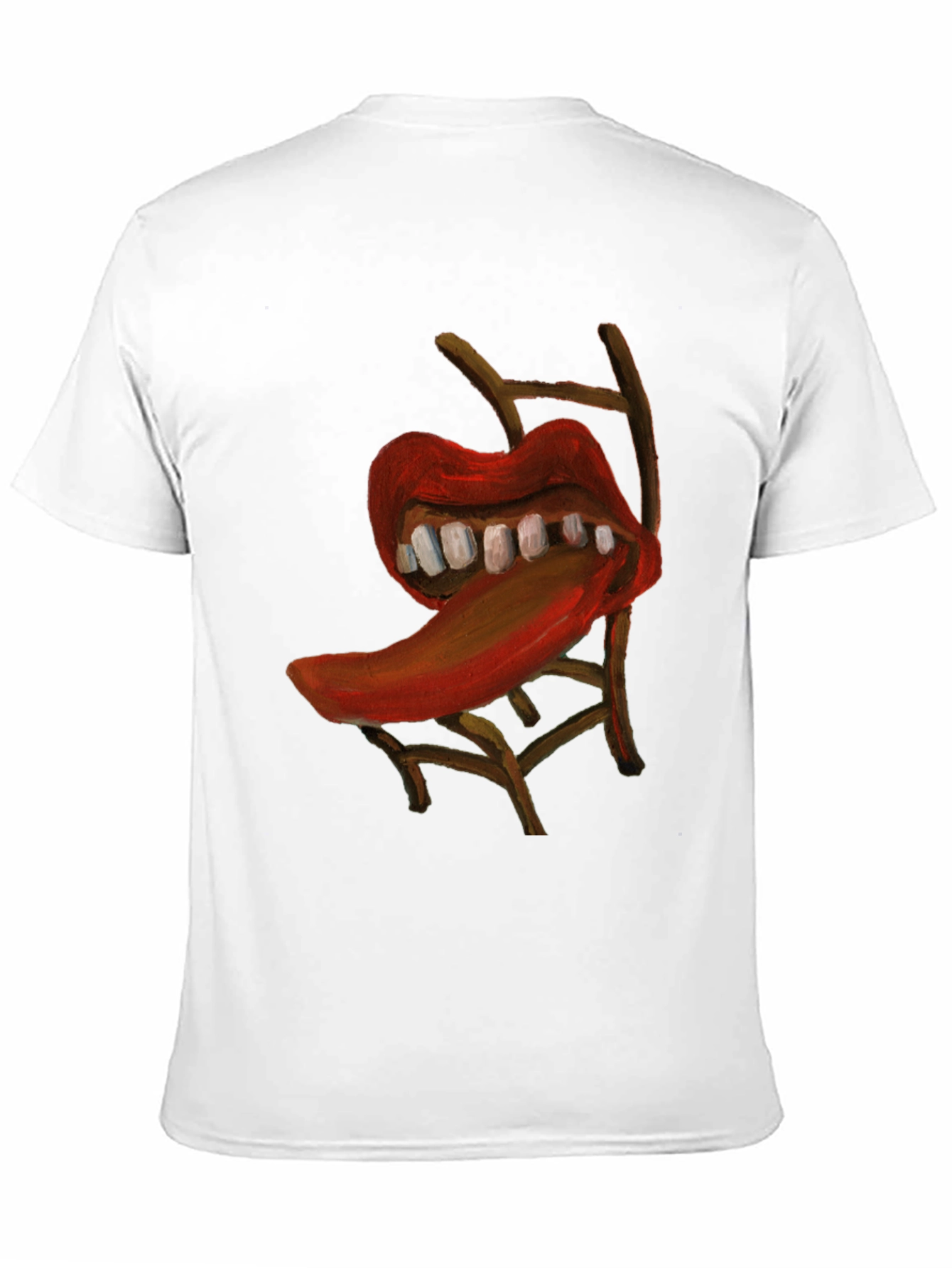Surreal Lips Chair Graphic Tee - Unique Artistic Design