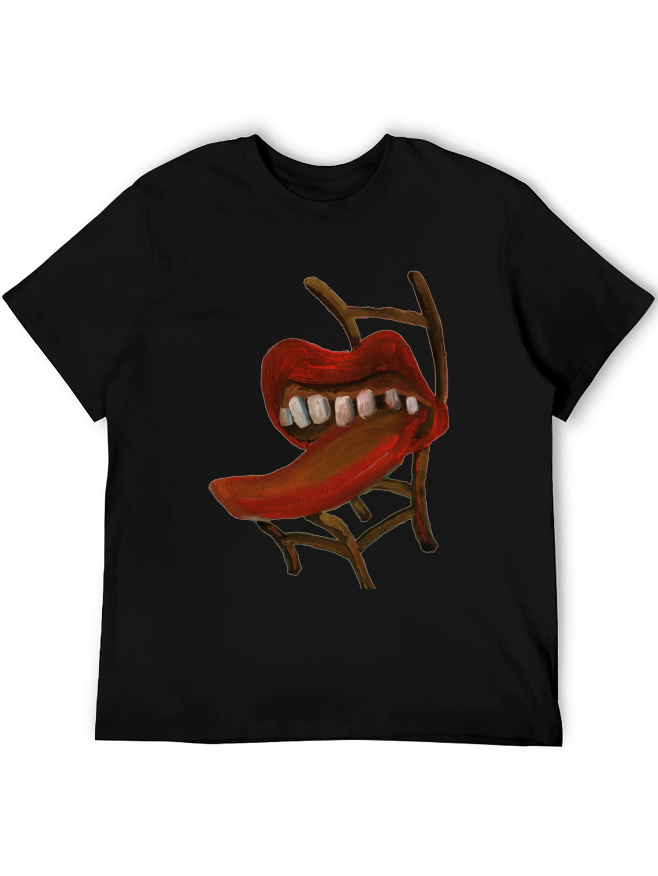 Surreal Lips Chair Graphic Tee - Unique Artistic Design
