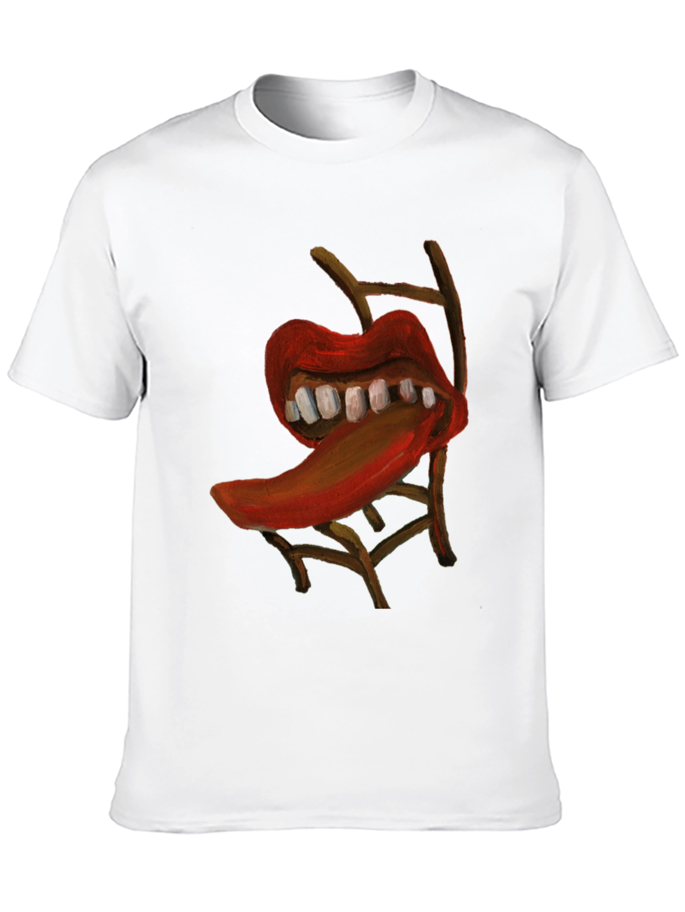 Surreal Lips Chair Graphic Tee - Unique Artistic Design