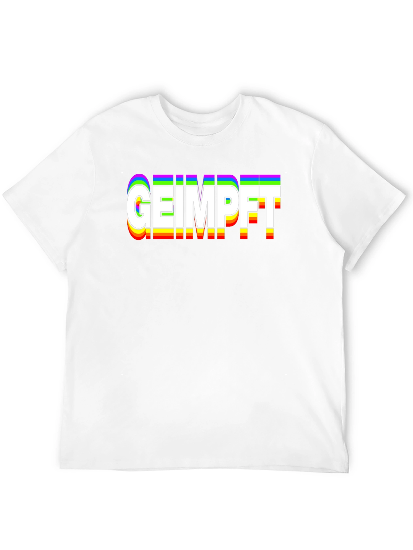 GEIMPFT Vaccinated Rainbow Text T-Shirt