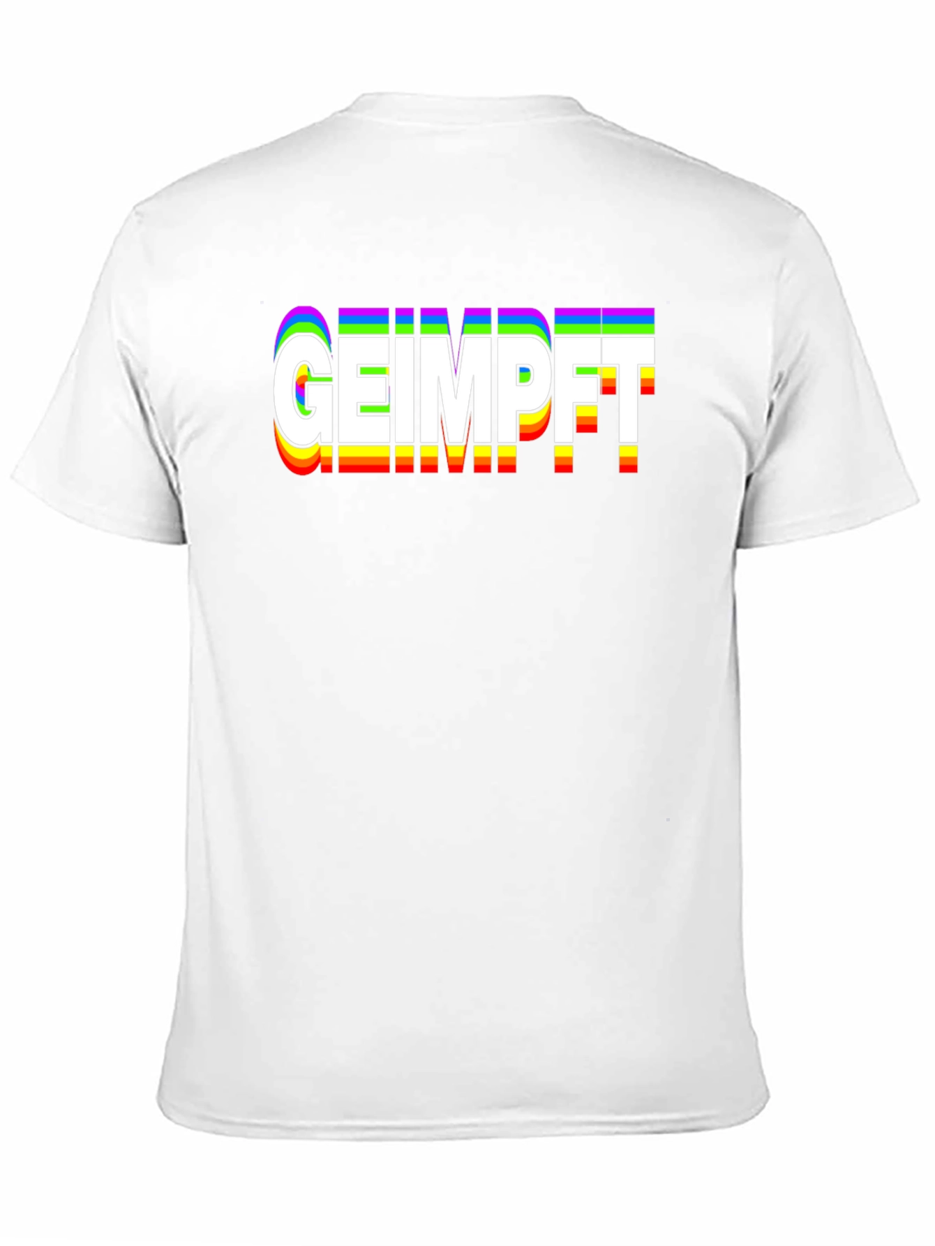GEIMPFT Vaccinated Rainbow Text T-Shirt