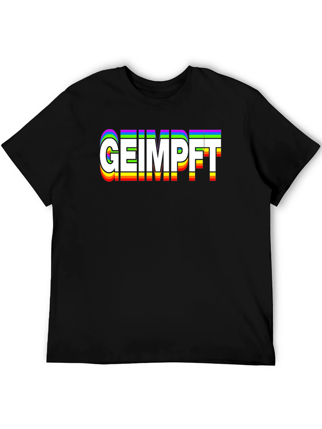 GEIMPFT Vaccinated Rainbow Text T-Shirt