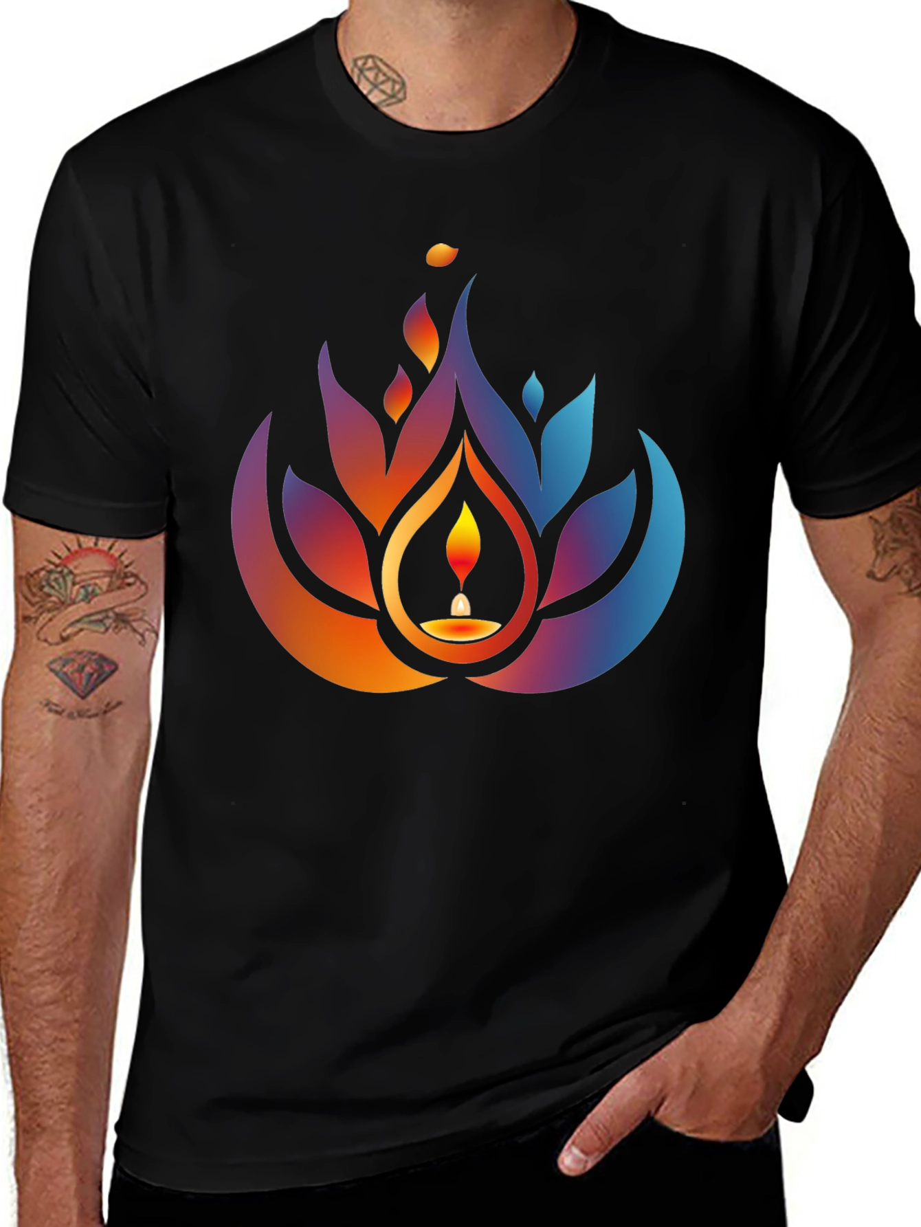 Lotus Candle Graphic Tee - Black