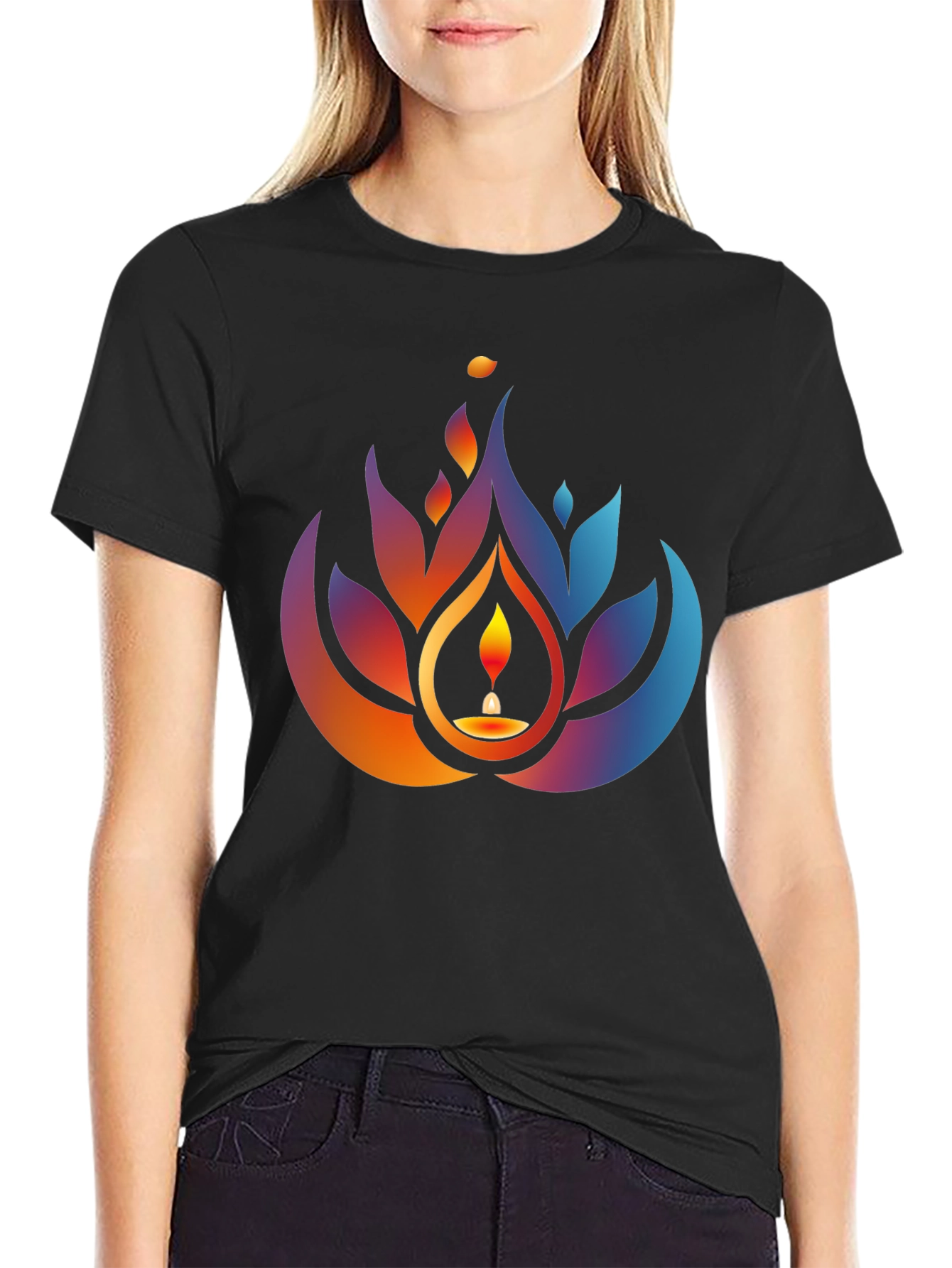 Lotus Candle Graphic Tee - Black