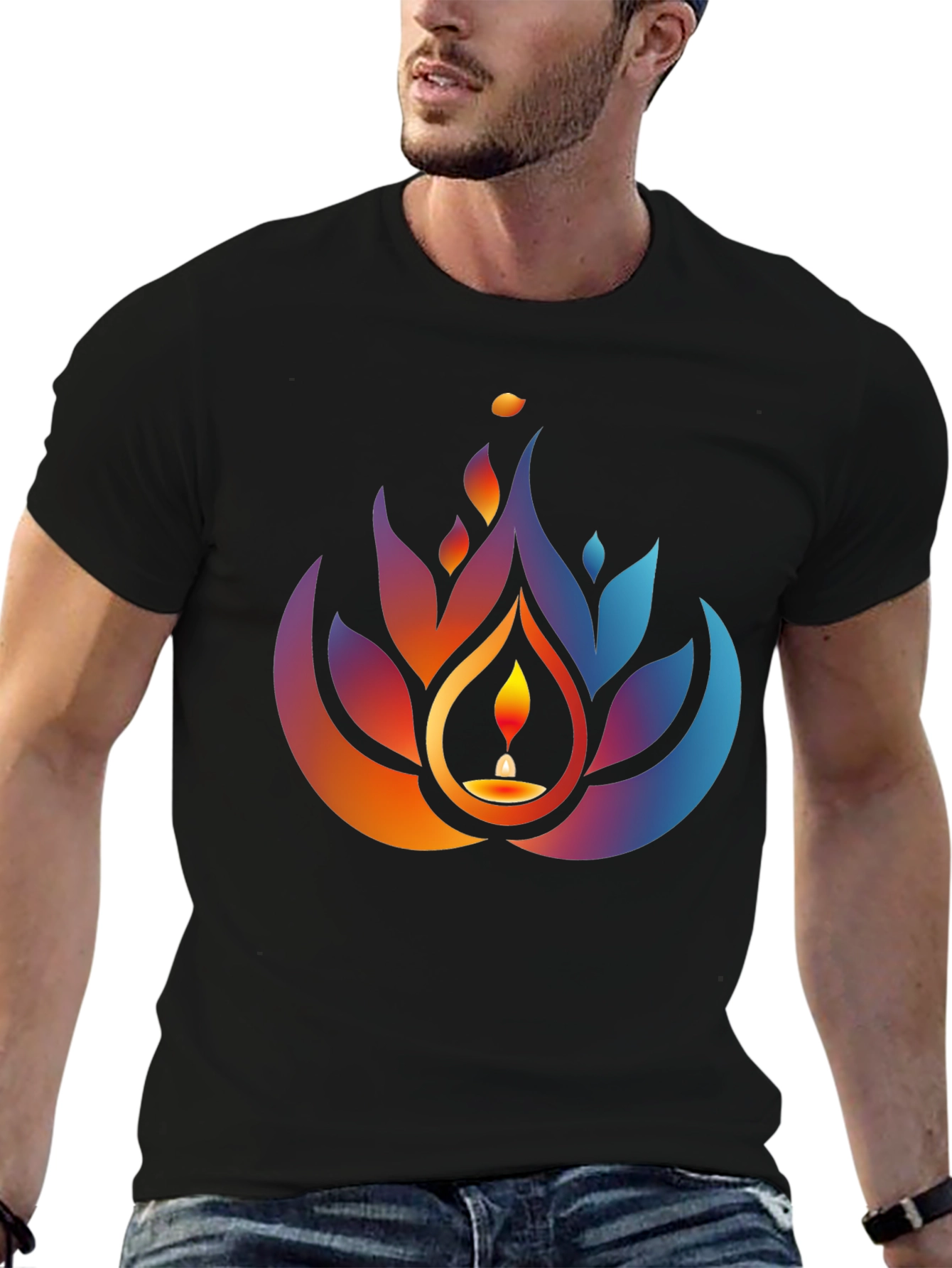Lotus Candle Graphic Tee - Black