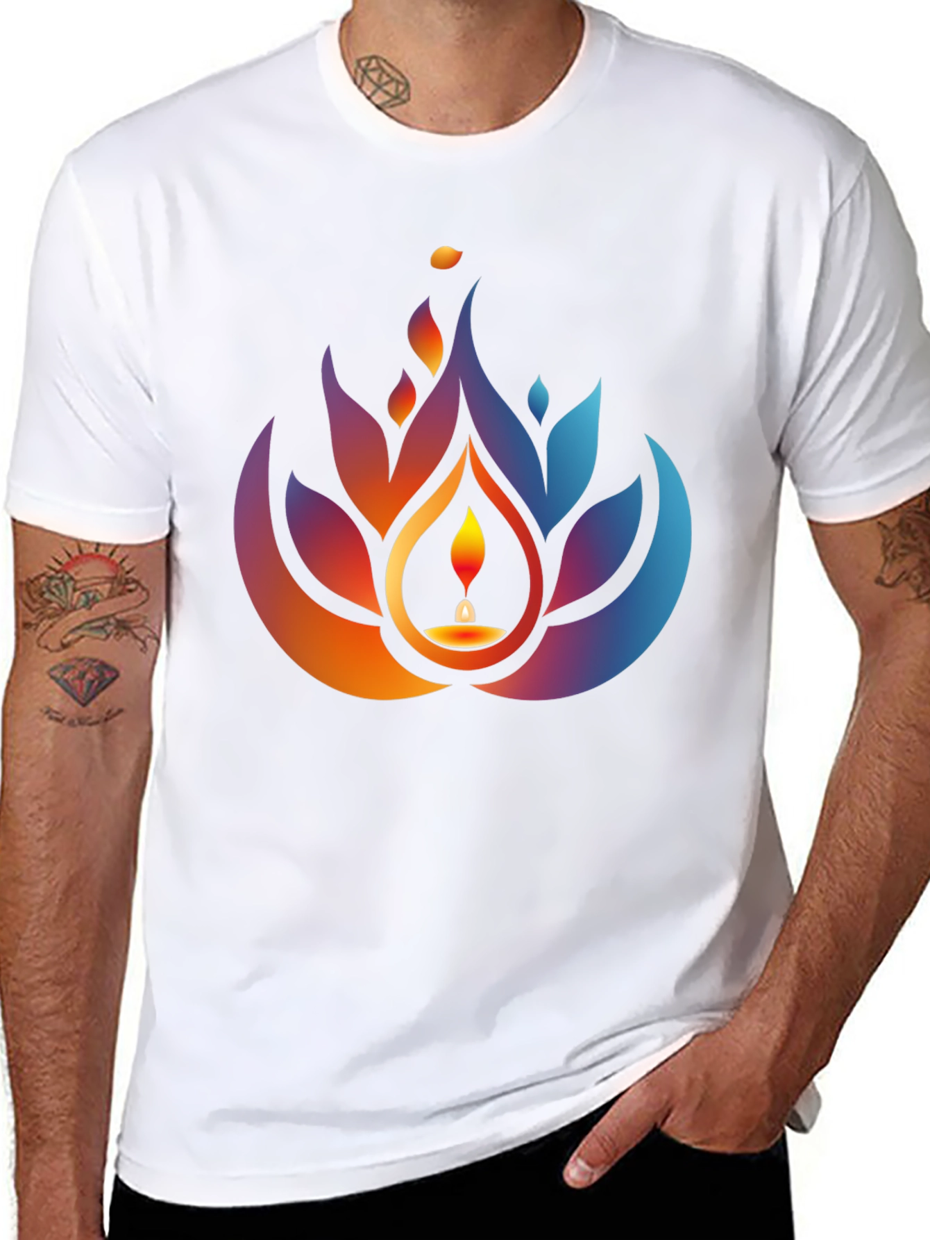 Lotus Candle Graphic Tee - Black
