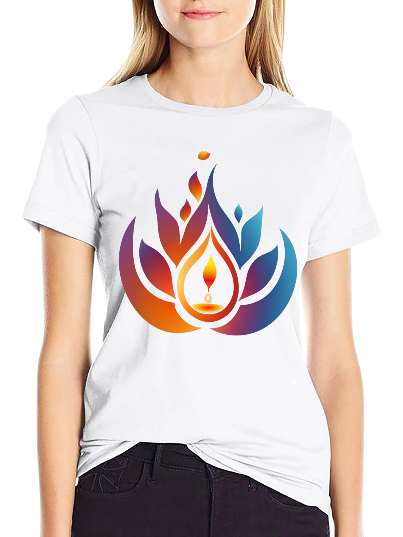 Lotus Candle Graphic Tee - Black
