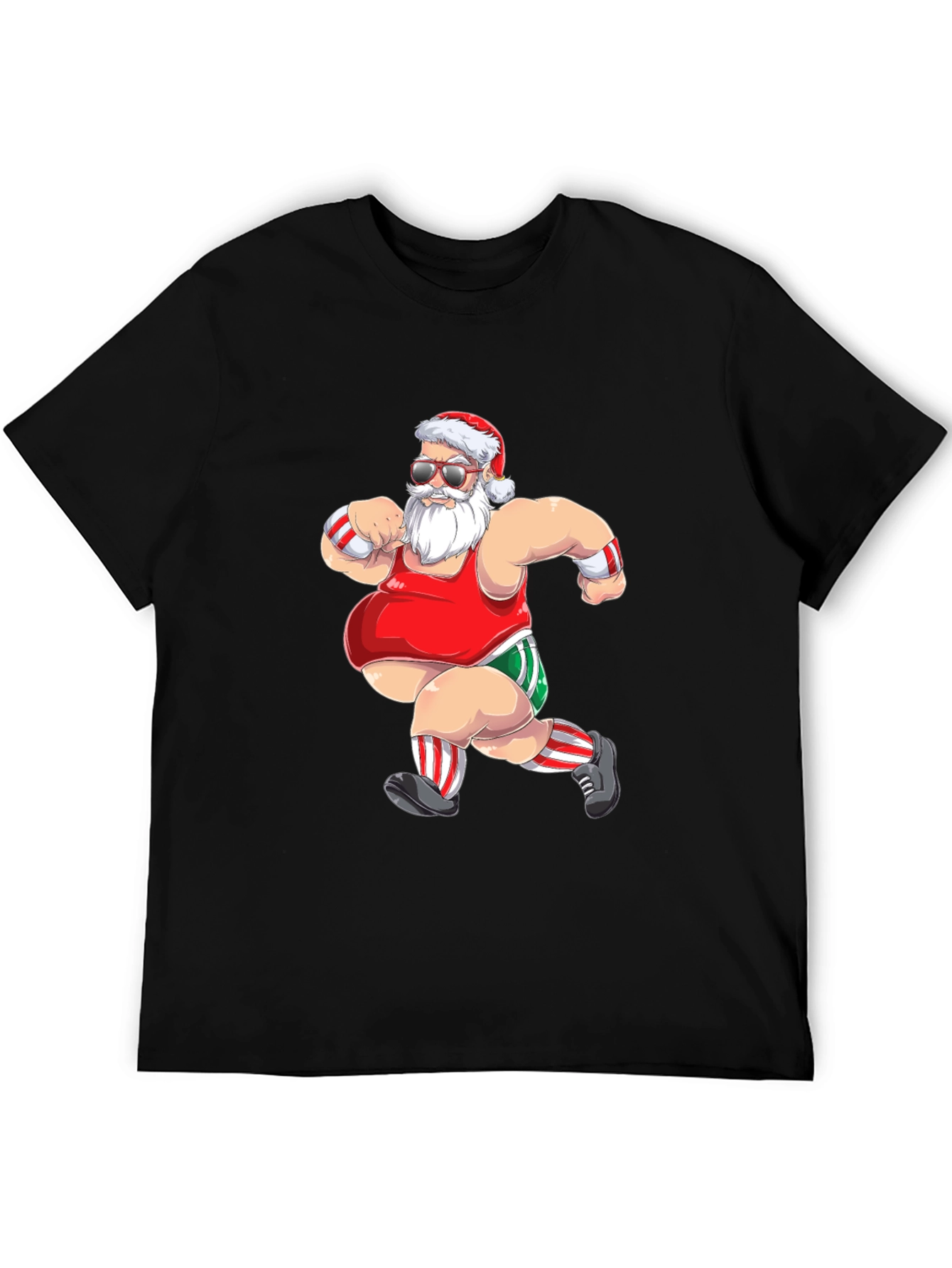 Running Santa Graphic T-Shirt - Black