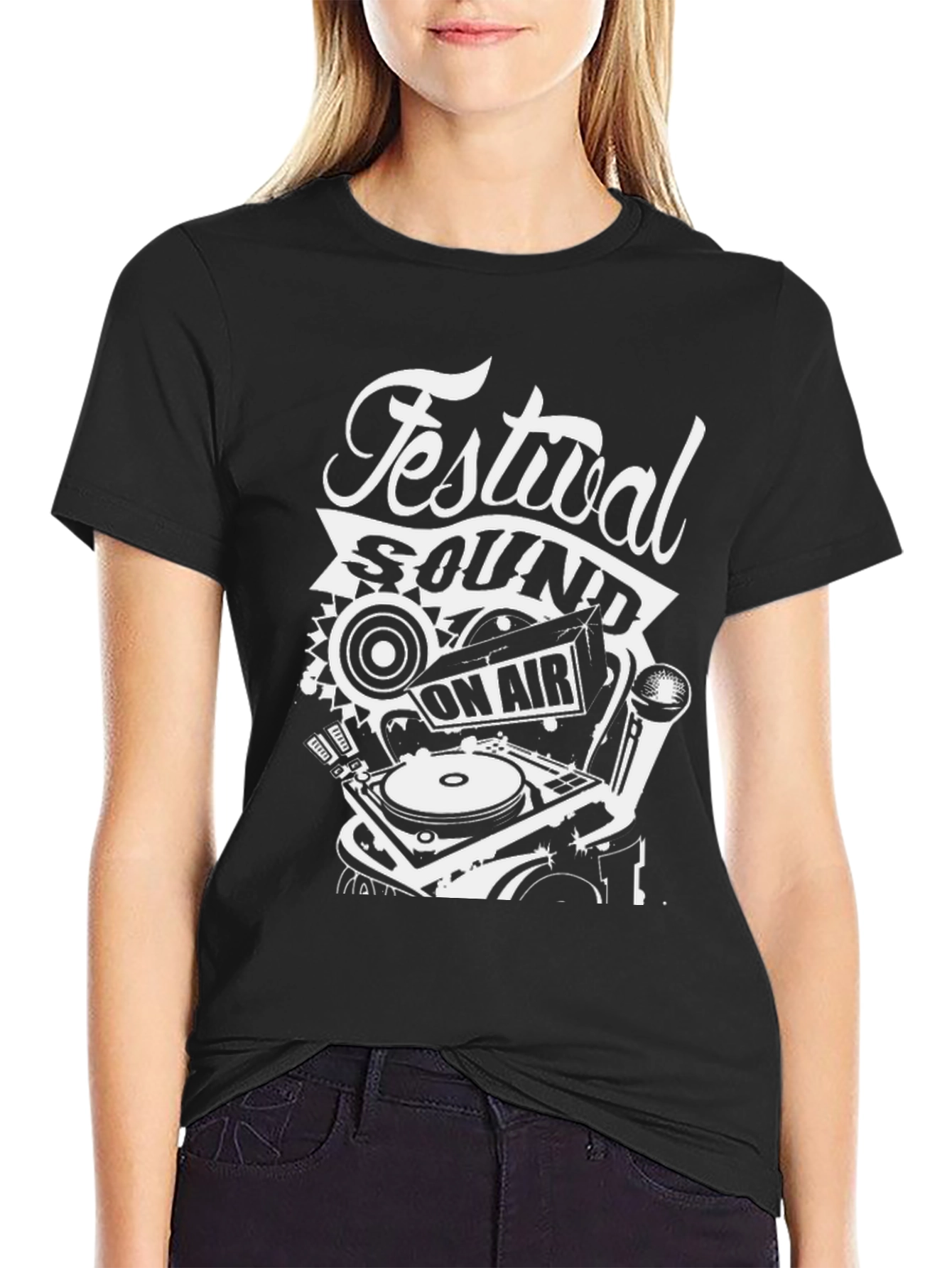 Festival Sound On Air Black Graphic T-Shirt