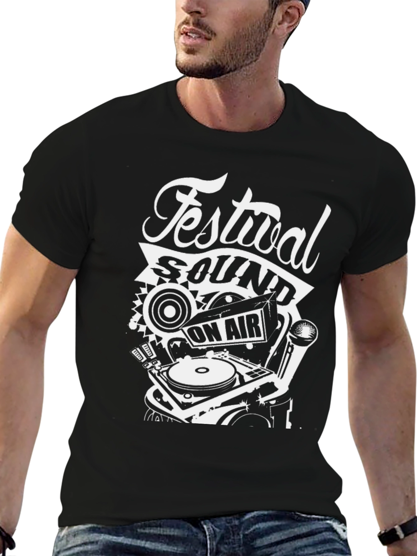 Festival Sound On Air Black Graphic T-Shirt