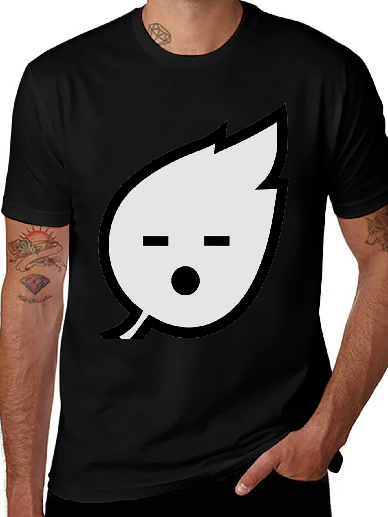 Leaf Emoji Graphic Black T-Shirt