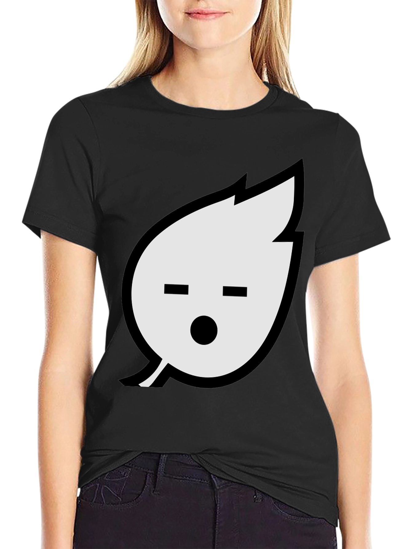 Leaf Emoji Graphic Black T-Shirt