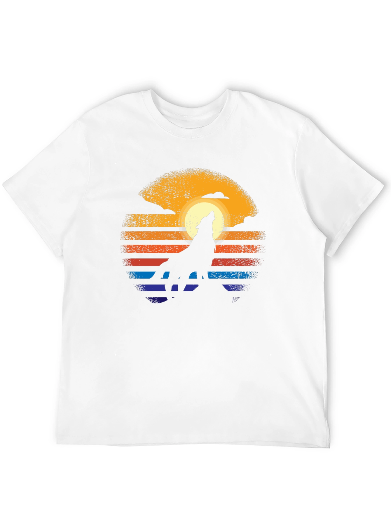 Retro Wolf Howl T-Shirt - Sunset Design