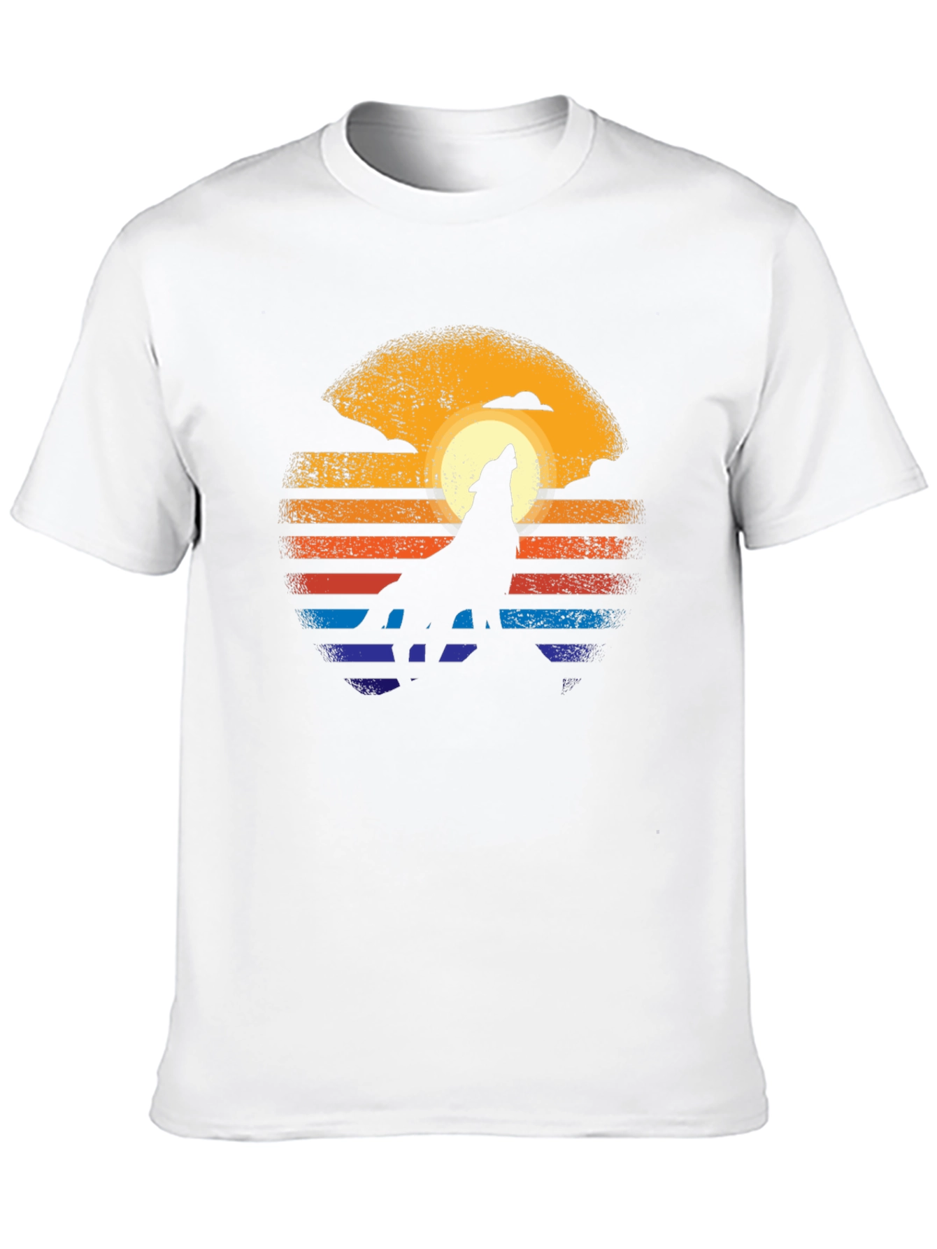 Retro Wolf Howl T-Shirt - Sunset Design