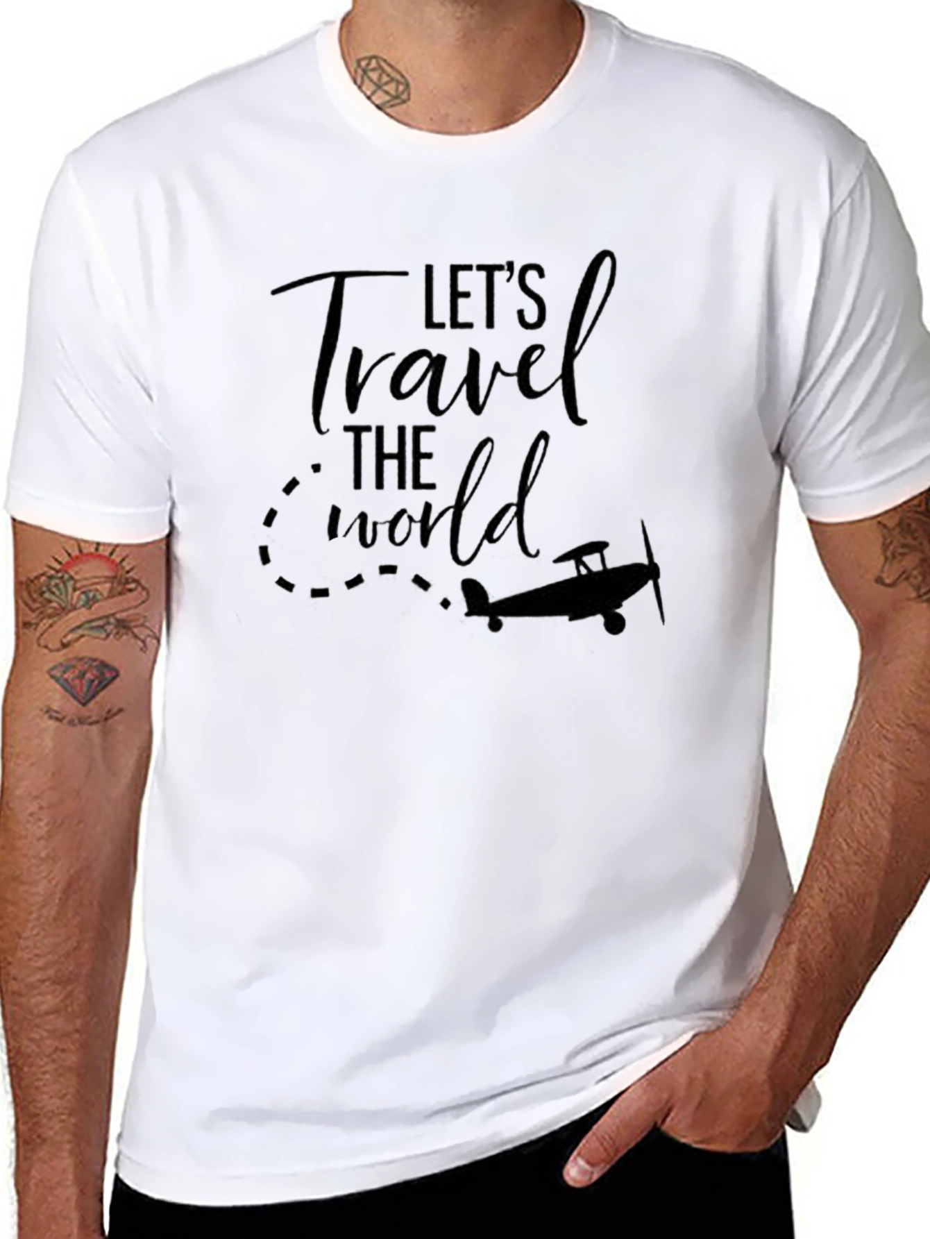 Lets Travel the World Airplane Graphic T-Shirt