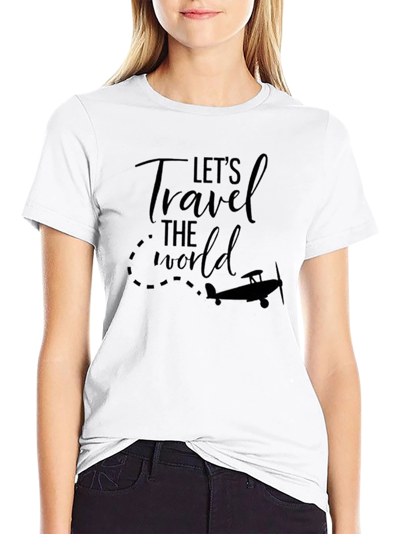 Lets Travel the World Airplane Graphic T-Shirt