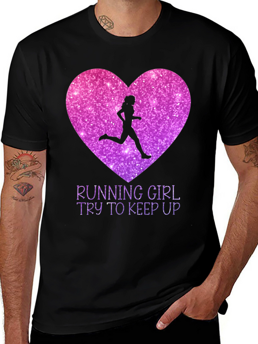 Running Girl Heart Graphic Tee - Try To Keep Up