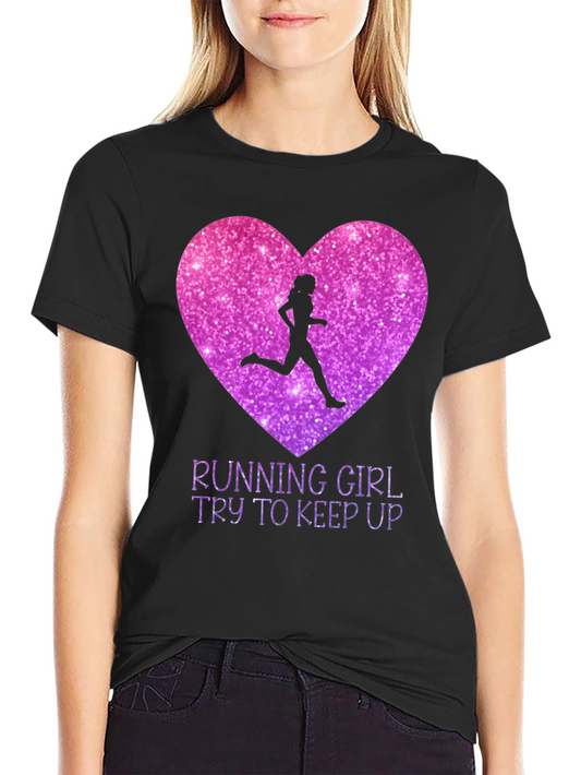 Running Girl Heart Graphic Tee - Try To Keep Up