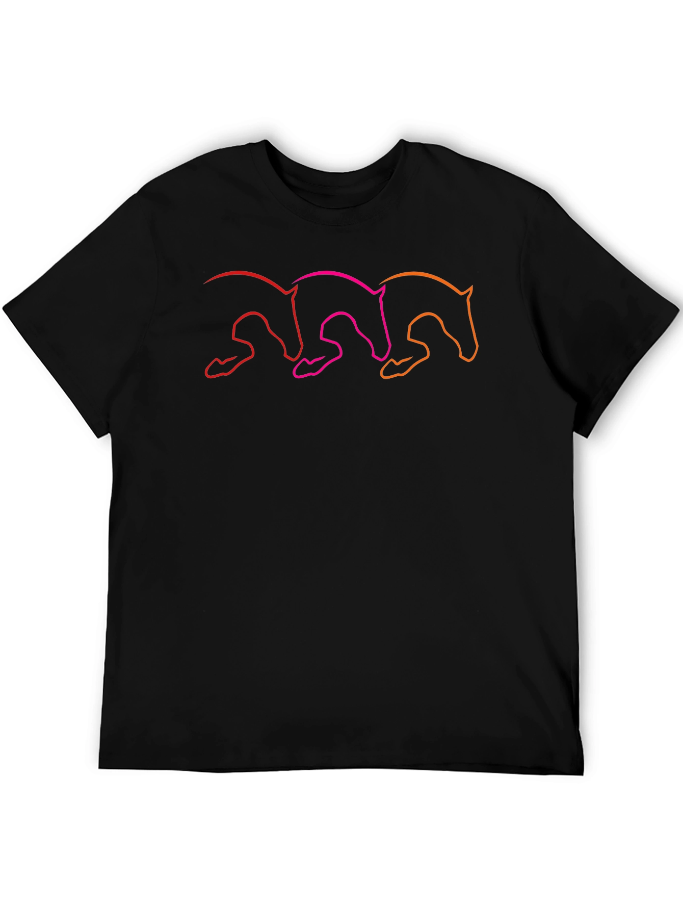 Stylish Black T-Shirt with Gradient Horse Design