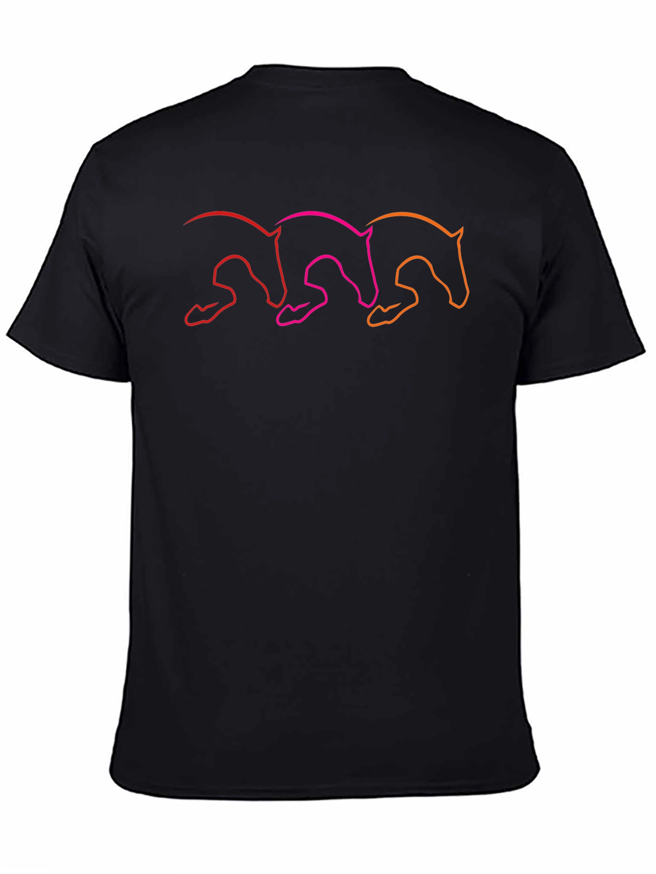 Stylish Black T-Shirt with Gradient Horse Design