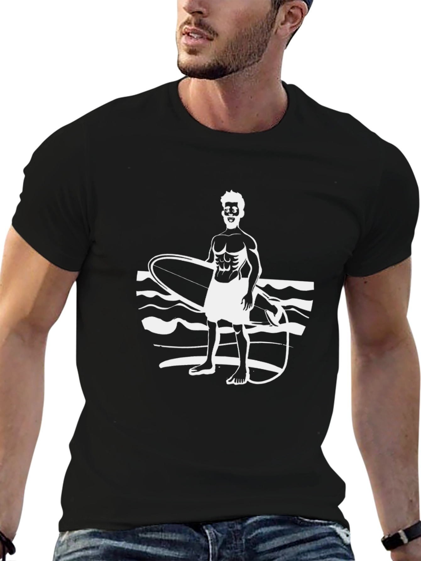 Surfer Graphic T-Shirt - Black Cotton Tee