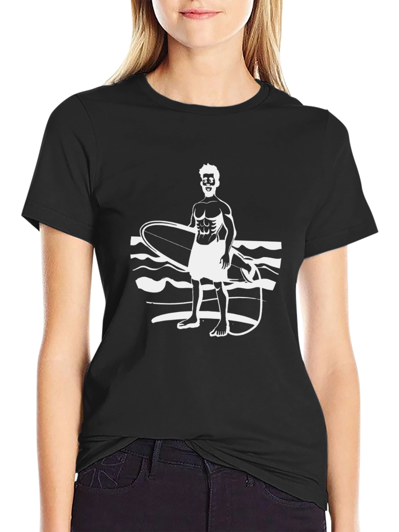 Surfer Graphic T-Shirt - Black Cotton Tee