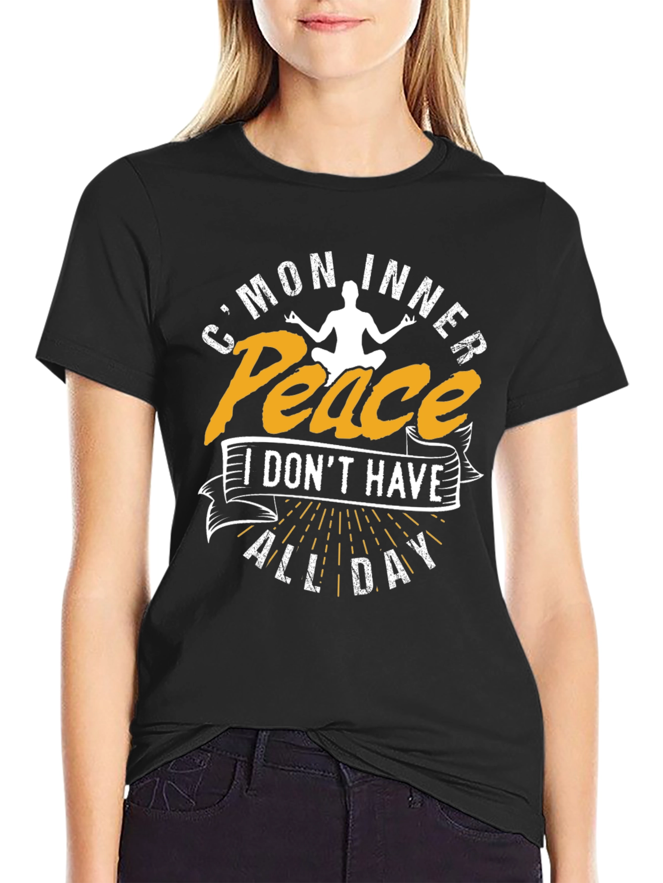 Funny Yoga T-Shirt - Cmon Inner Peace