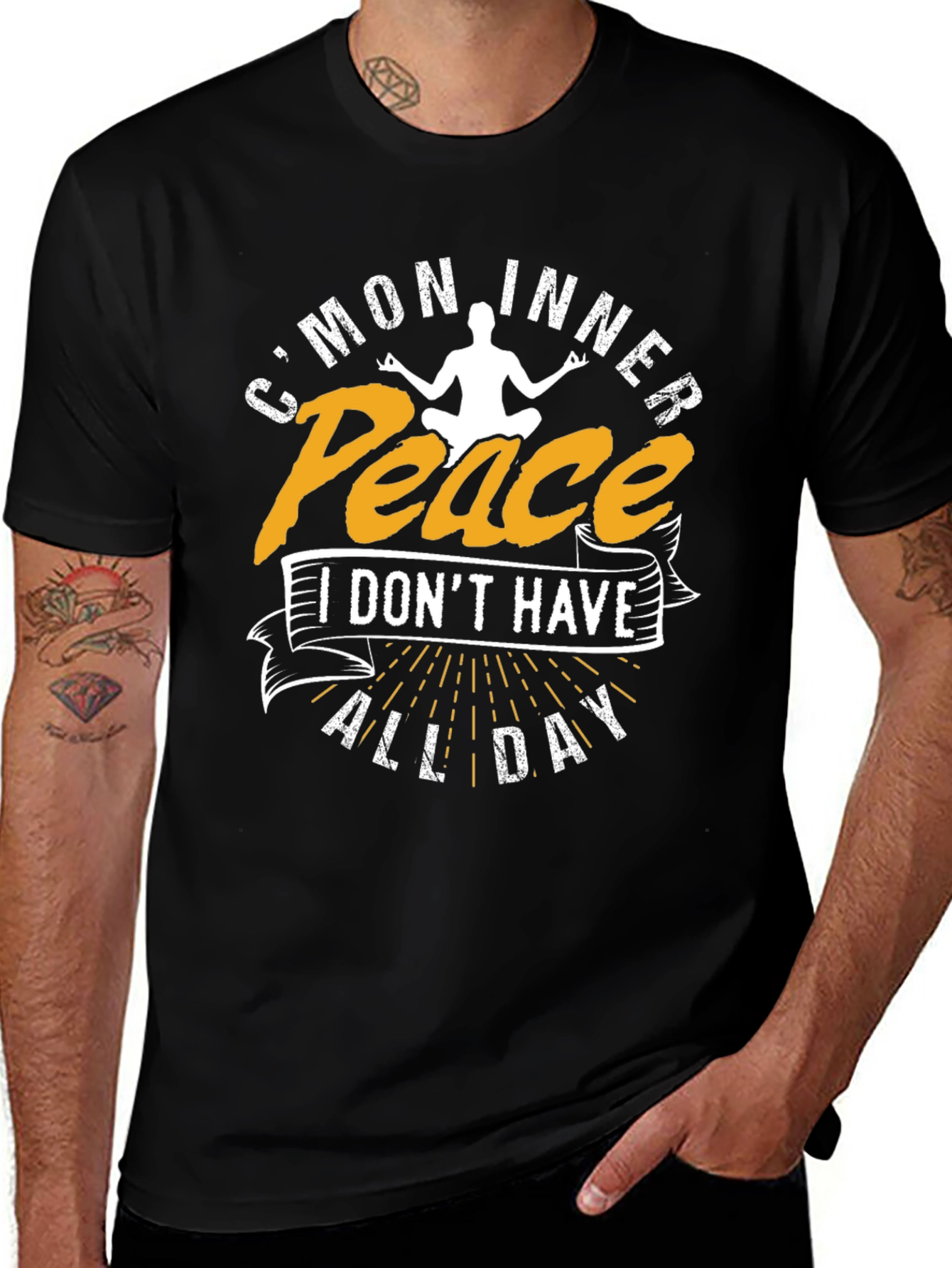 Funny Yoga T-Shirt - Cmon Inner Peace
