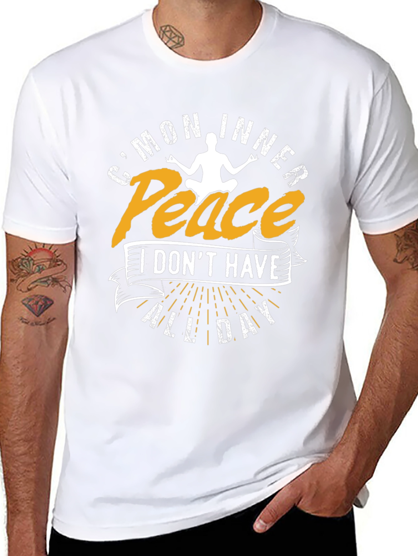 Funny Yoga T-Shirt - Cmon Inner Peace